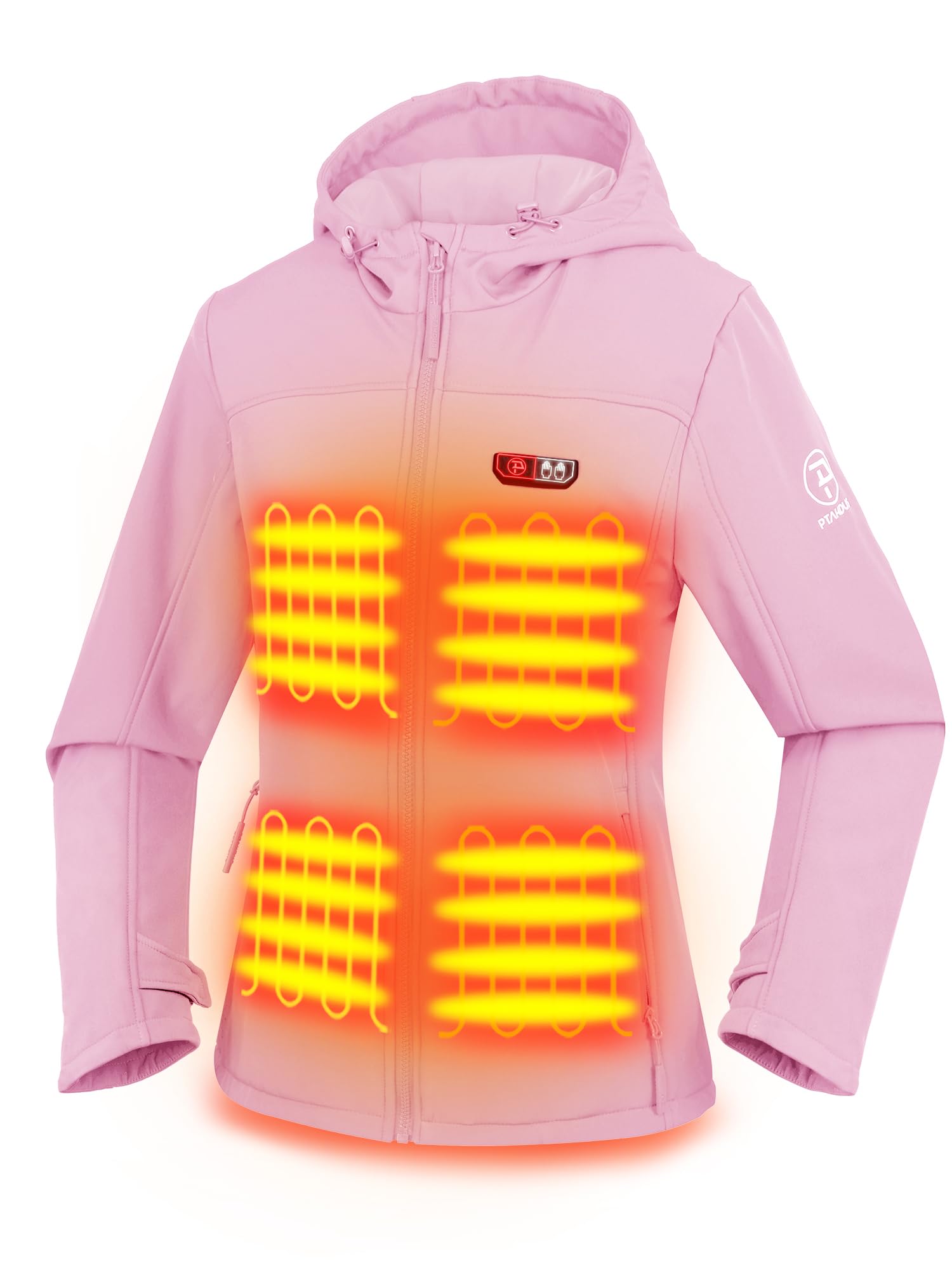 PTAHDUS Women's Heated Jacket with 5 Adjustable Heat Zones & Battery Pack - Winter Warm Coat with Hand Warmer Pockets for Outdoor Activities, Hiking, and Cold Weather Commuting