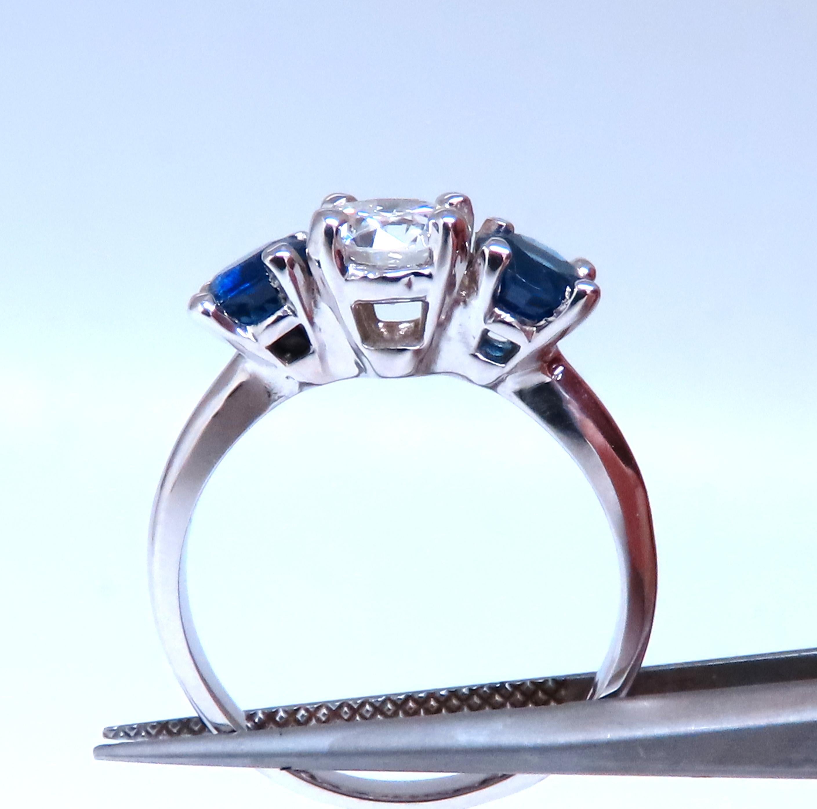 GIA Certified 0.82ct Natural Diamond & Sapphire Three Stone Engagement Ring in 14K Gold - Perfect for Proposals, Anniversaries & Special Occasions