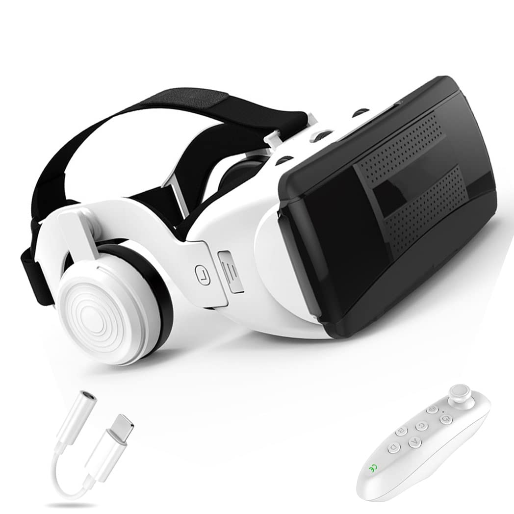 Lunette 3D VR Headset, Virtual Reality Goggles with Bluetooth Controller - Compatible with iPhone 13 Pro Max/13 Pro/13/12/11, Samsung Galaxy S21, Huawei & Xiaomi Series - Perfect for Gaming, Movies & Virtual Tours (Color: F, Size: iOS)