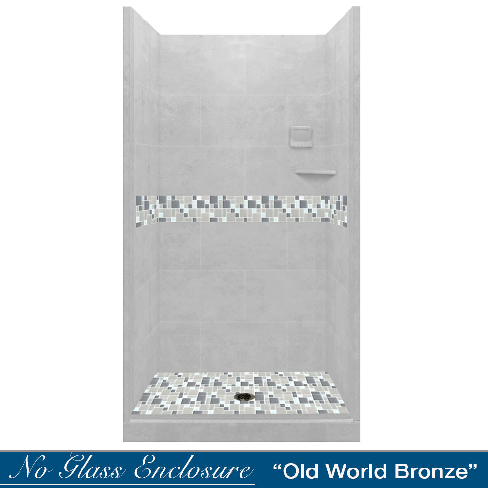 Alcove Portland Cement Sistine Stone & Newport Mosaic DIY Shower Remodel Kit - Waterproof Tile Backer Board for Bathroom Renovation, Kitchen Backsplash & Home Improvement Projects