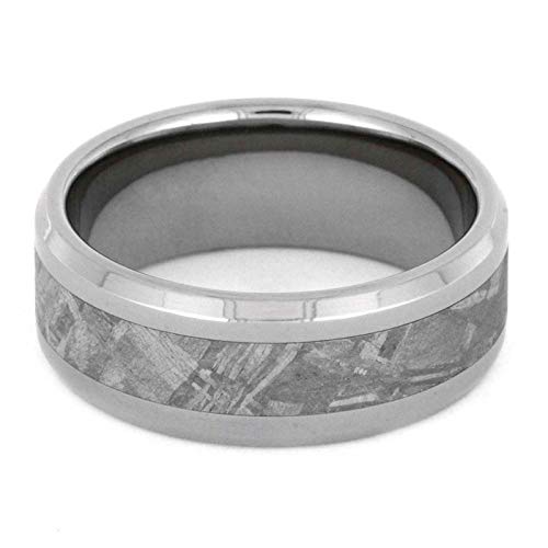 Unisex Titanium & Gibeon Meteorite 8mm Comfort-Fit Flat Band Ring - Durable Wedding Bands, Anniversary Gifts for Him & Her - Perfect for Everyday Wear & Special Occasions