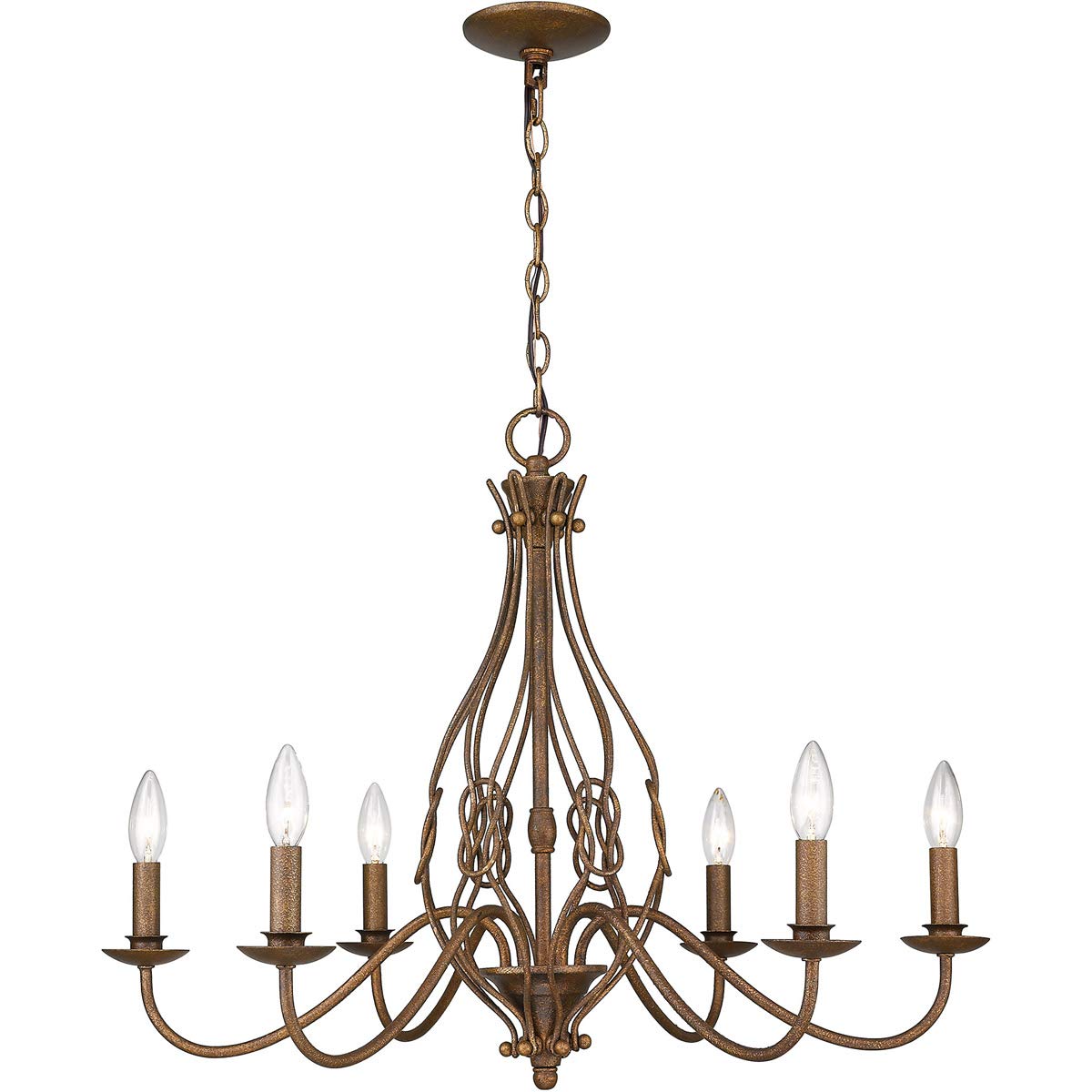 Golden Antoinette 6-Light Chandelier in Burnished Chestnut - Ceiling Mount Dining Room Lighting Fixture for Elegant Home Decor | Perfect for Dining Rooms, Foyers, and Luxury Bedrooms