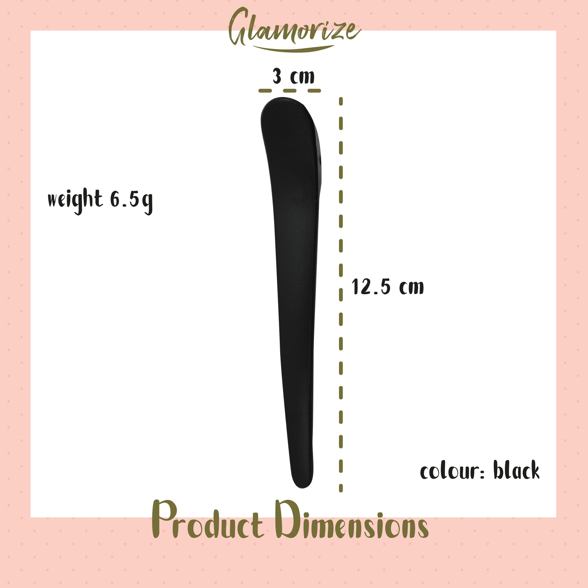 Glamorize Black Plastic Crocodile Hair Clips - 12-Pack Hairdresser Sectioning Clips for Styling | Includes Free E-Book with Hair Styling Tips | Perfect for Salons, DIY Hairstyles & Hair Sectioning