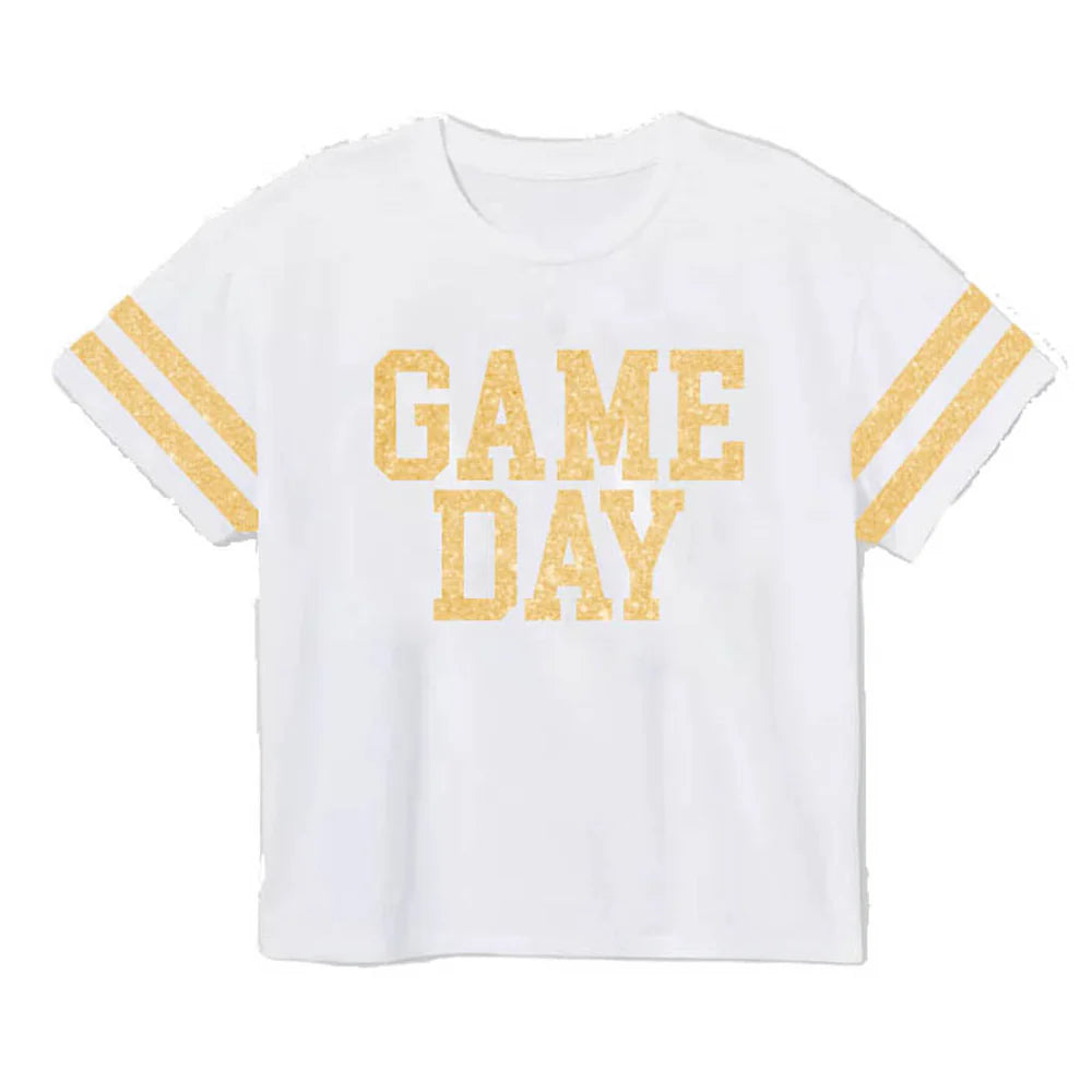 Azarhia Girls' Game Day Sequin Short Sleeve Top - Sparkling & Stylish for Cheerleading, Dance, Parties & Special Occasions