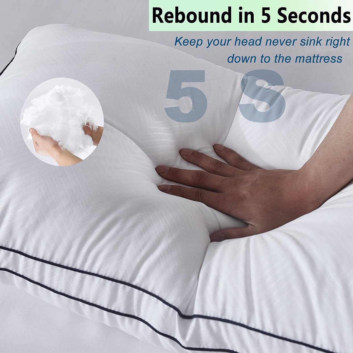 Premium Bed Pillows for Sleeping (2 Pack) - Luxury Plush Soft Pillows for Home & Hotel Use, Breathable Microfiber Cover, Skin-Friendly Support for Side & Back Sleepers (Queen Size) - Ideal for Bedroom, Guest Room & Travel Comfort