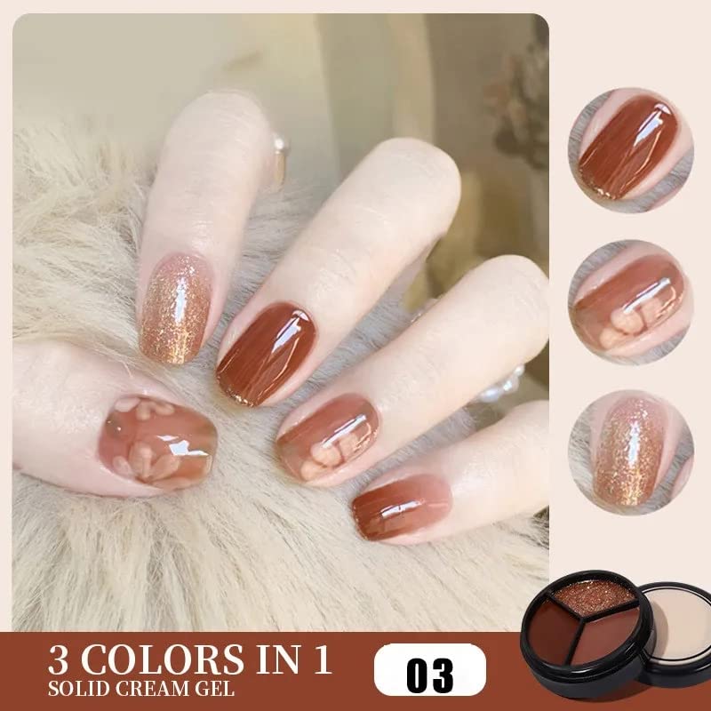 AIJIMEI 3-in-1 Solid Glitter Nail Gel Polish - Gold Shimmer Nail Polish for Manicure, Soak Off Gel for Nail Art DIY, Perfect for Salon & Home Use (Professional & Beginners) - Great for Parties, Weddings & Special Occasions