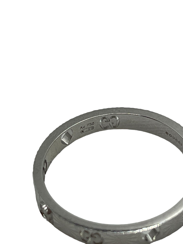 Gucci Icon Star 10K White Gold & Diamond Ring for Women | Size 10 | Luxury Fashion Jewelry Gift for Anniversary, Birthday & Special Occasions