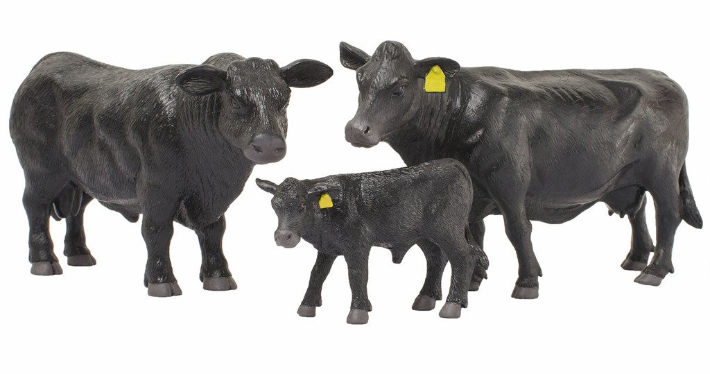Little Buster Toys Angus Bull - Realistic 1/16 Scale Black Angus Bull Farm Animal Figure for Kids, Collectors & Farm Diorama Scenes
