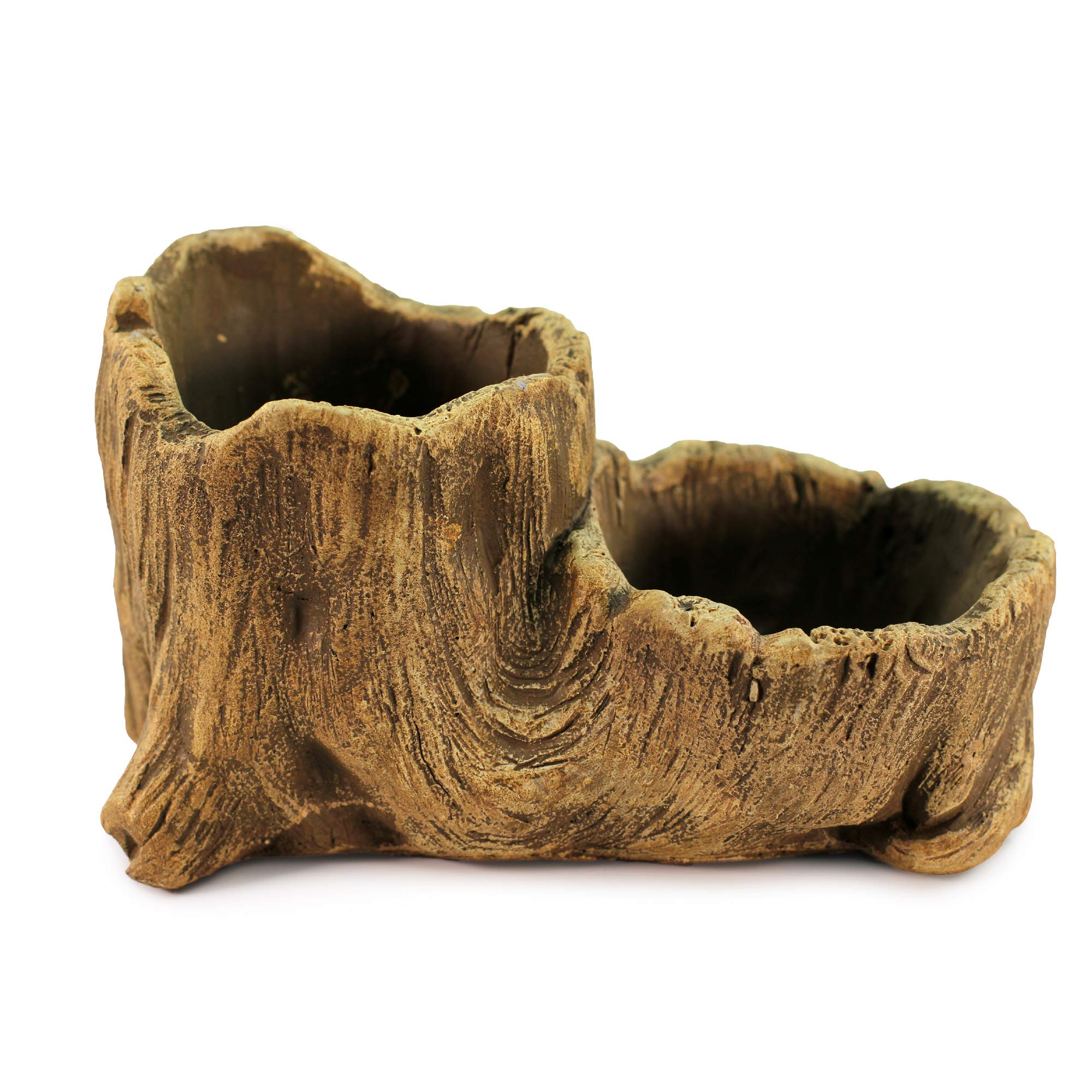 Ceramic Wood Plant Pot - Indoor Wood Planter with Unique Log Design for Succulents, Flowers & Small Plants | Perfect for Home Decor, Office Desk & Gift Giving (Driftwood Boot Style)
