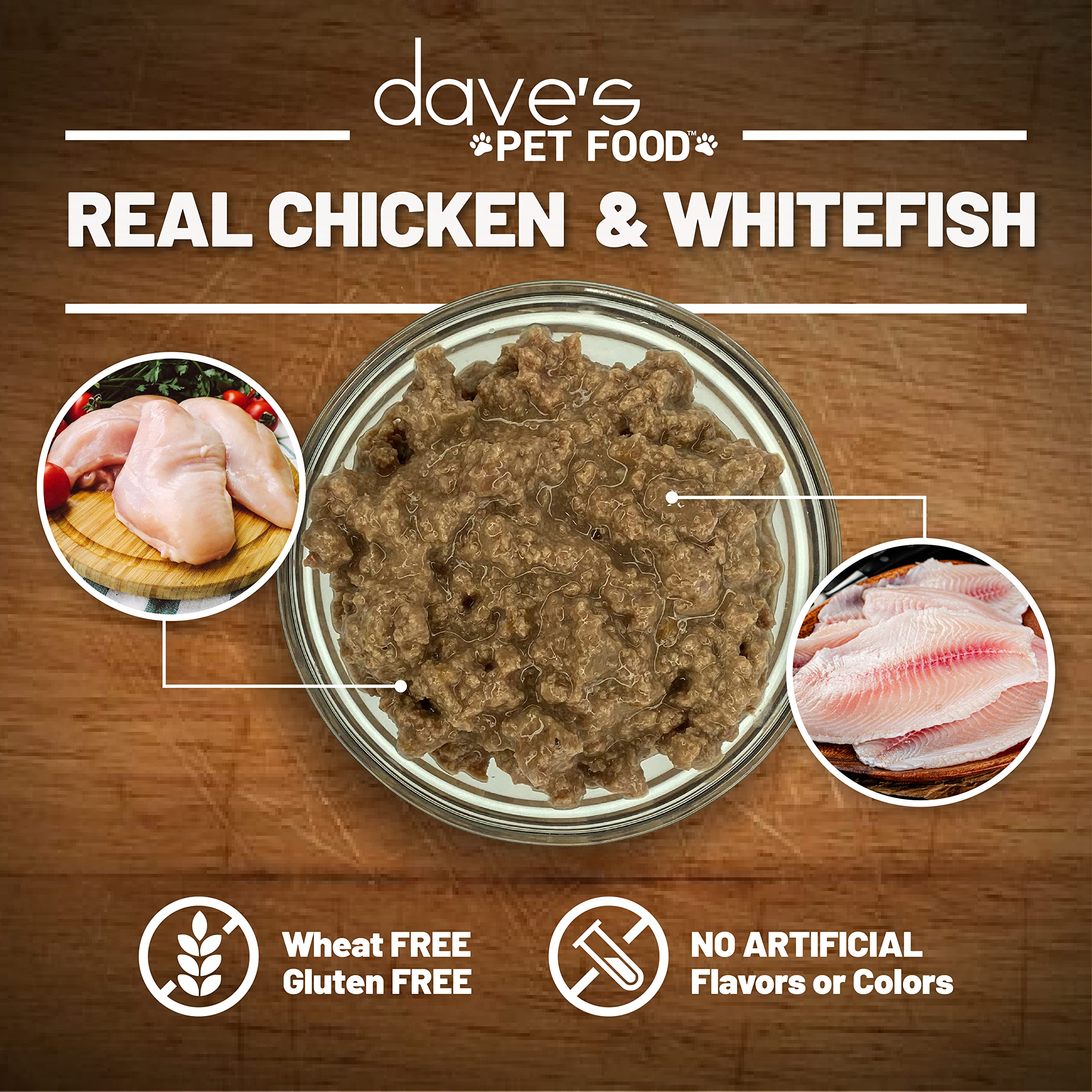 Dave's Pet Food Grain Free Wet Cat Food - Chicken & Whitefish Recipe, Natural Healthy Canned Cat Food for Adult Cats, 5.5 oz Cans (24 Pack) - Perfect for Daily Meals, Weight Management & Picky Eaters