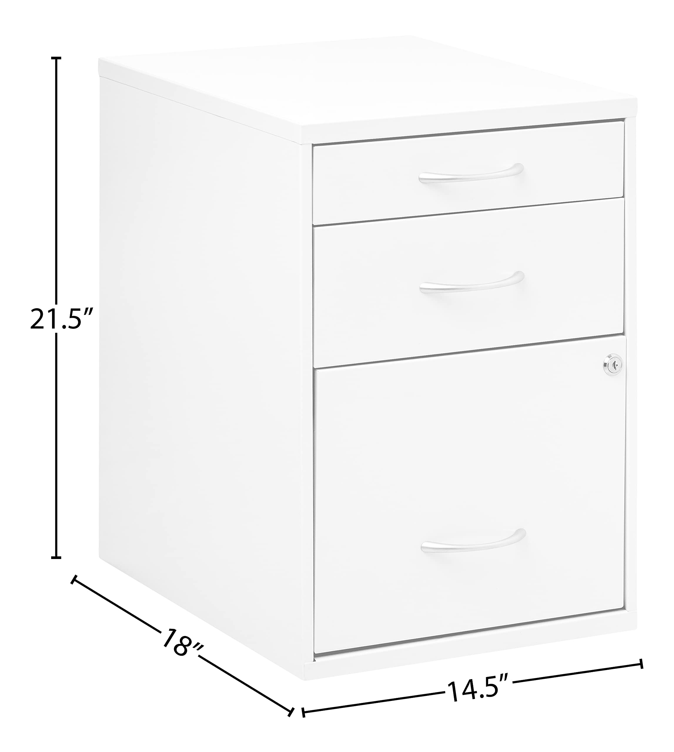 OSP Heavy Duty 3-Drawer Metal File Cabinet - White Office Storage for Letter/Legal Files & Supplies | Perfect for Home Office, School & Business Organization