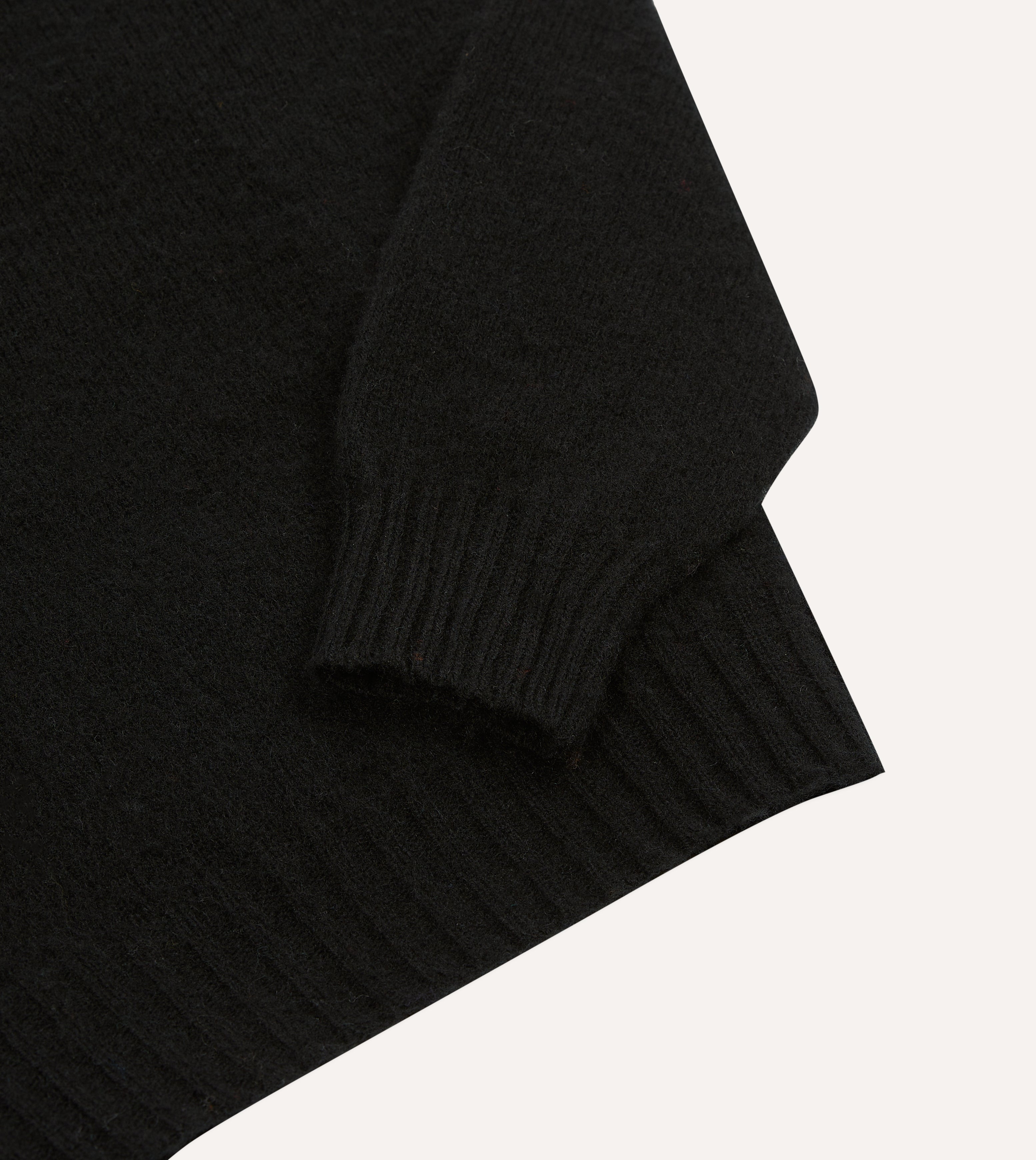 Black Brushed Shetland Wool Crew Neck Sweater for Men - Warm Winter Knit Pullover for Casual Outfits & Office Wear