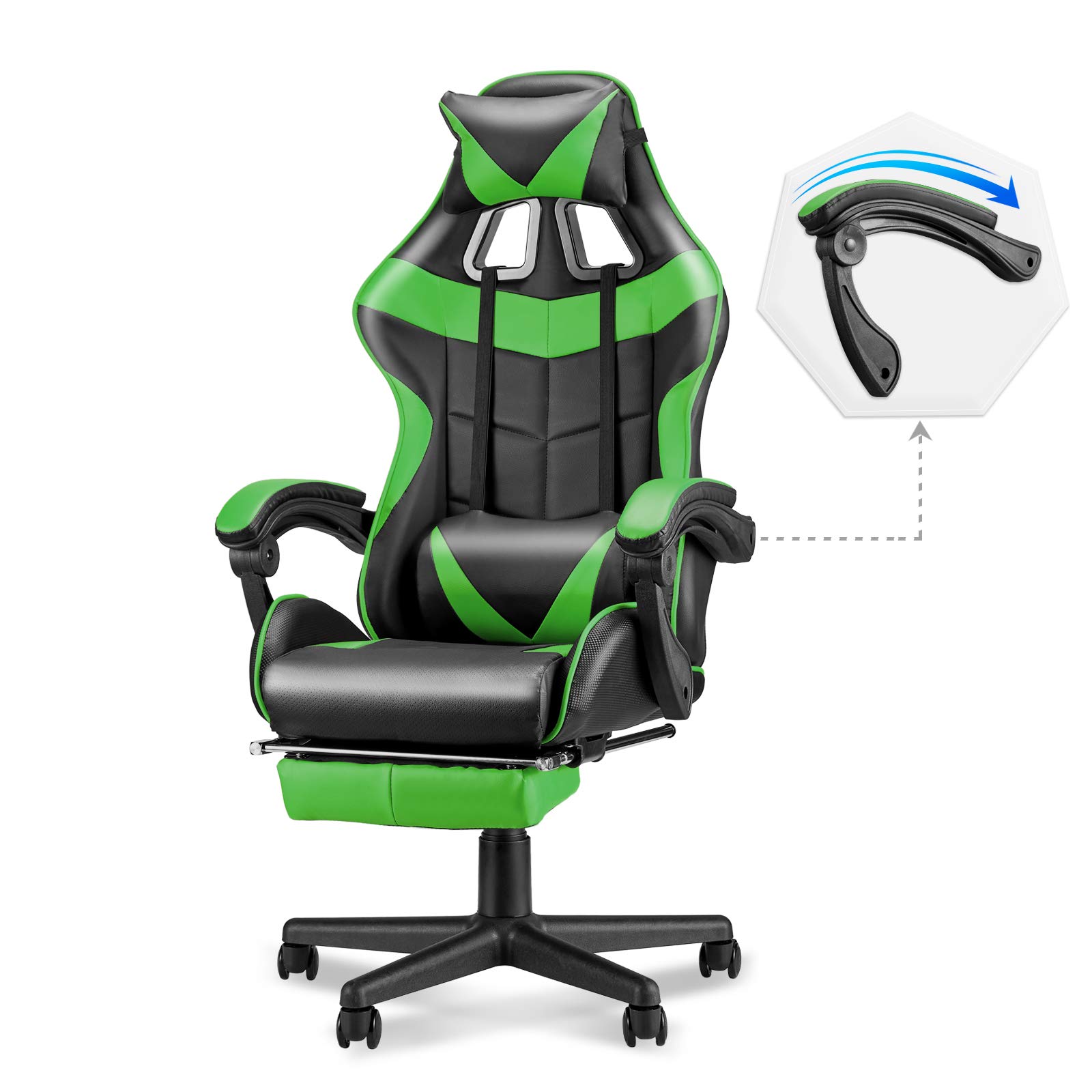 Soontrans Ergonomic Gaming Chair with Lumbar Support - Adjustable Height & Reclining Backrest for PC, Office, and Console Gaming - Perfect for Long Hours of Comfortable Play