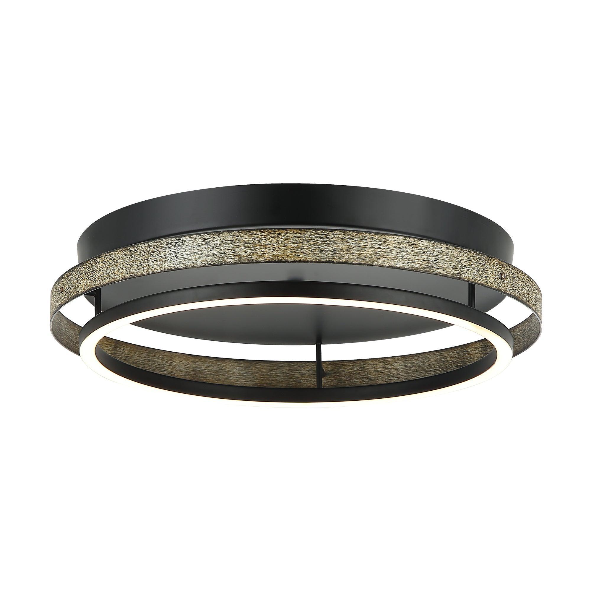 18 Inch Round Farmhouse LED Flush Mount Ceiling Light - Vintage Style Dimmable Lighting Fixture for Kitchen, Dining Room, Bedroom, or Living Room