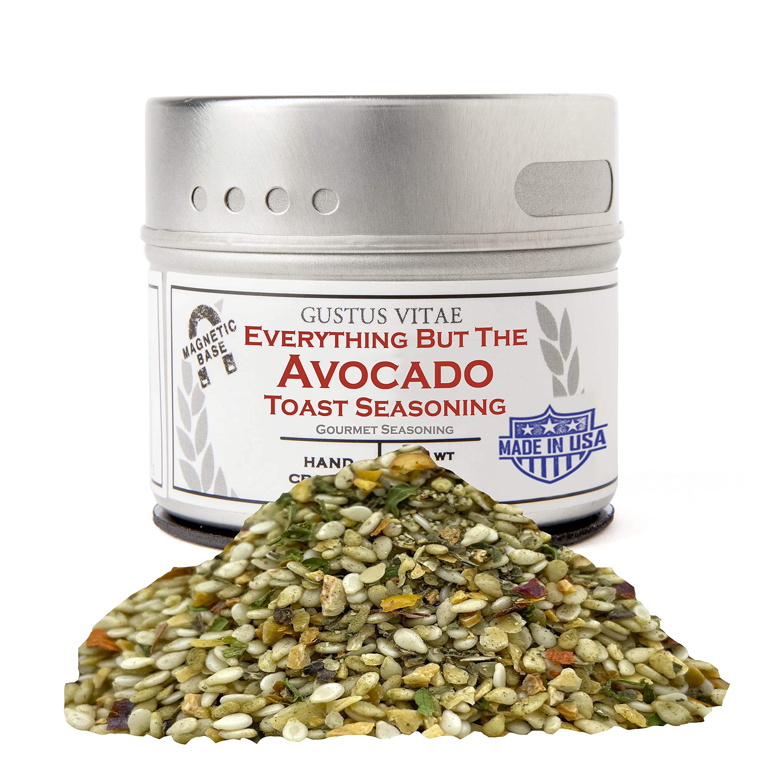 Everything But The Avocado Toast Seasoning | Gourmet Spice Blend for Cooking & Baking | All Natural, Non-GMO, Handcrafted in USA | Premium Artisanal Seasoning for Salads, Eggs & Avocado Toast | Sustainable, GLP-1 Friendly in Magnetic Tin | Gustus Vitae #34