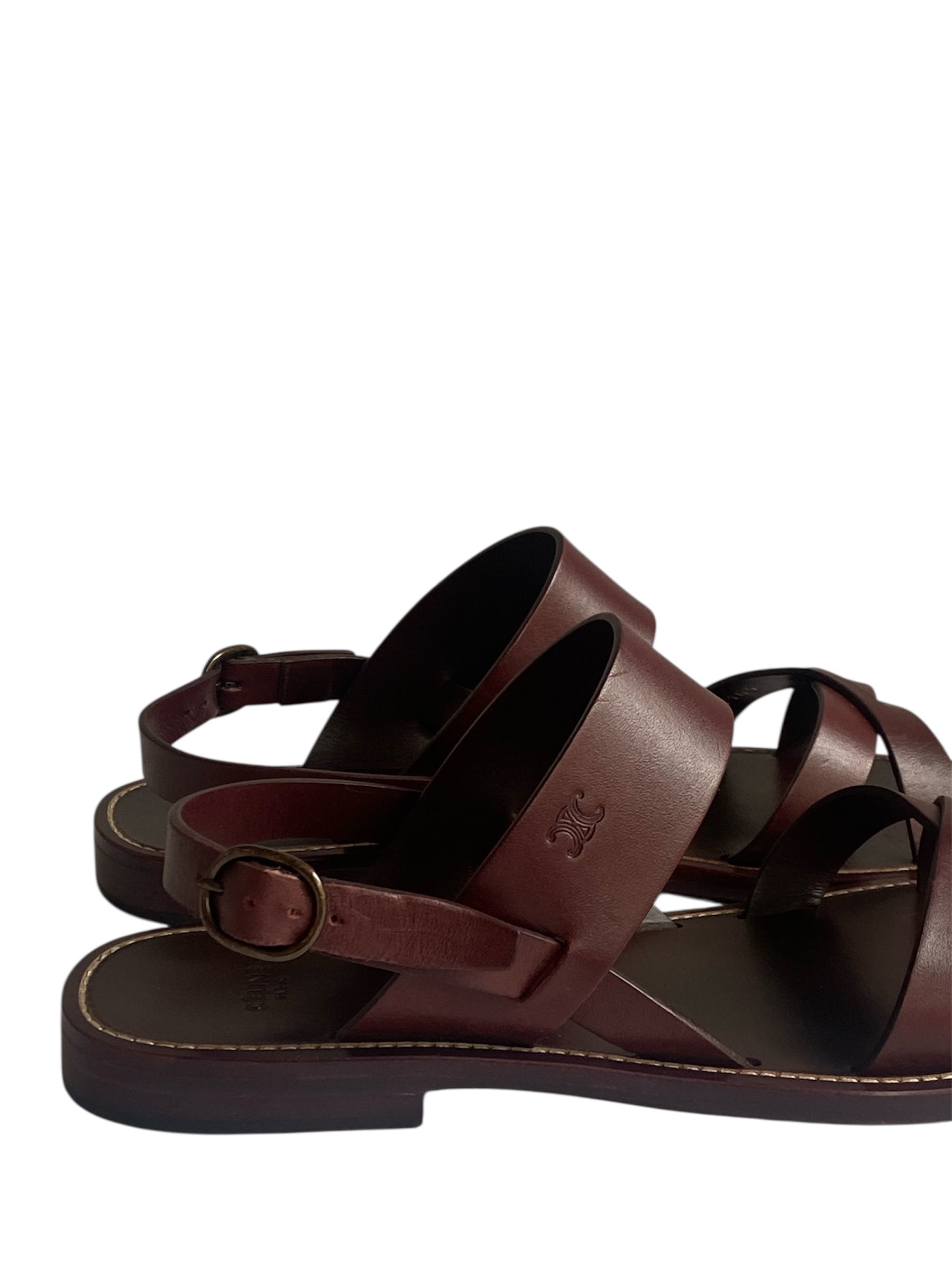 Celine Brown Leather Lerins Sandals Size 40 - Women's Luxury Designer Slide Sandals for Summer, Beach & Vacation Outfits
