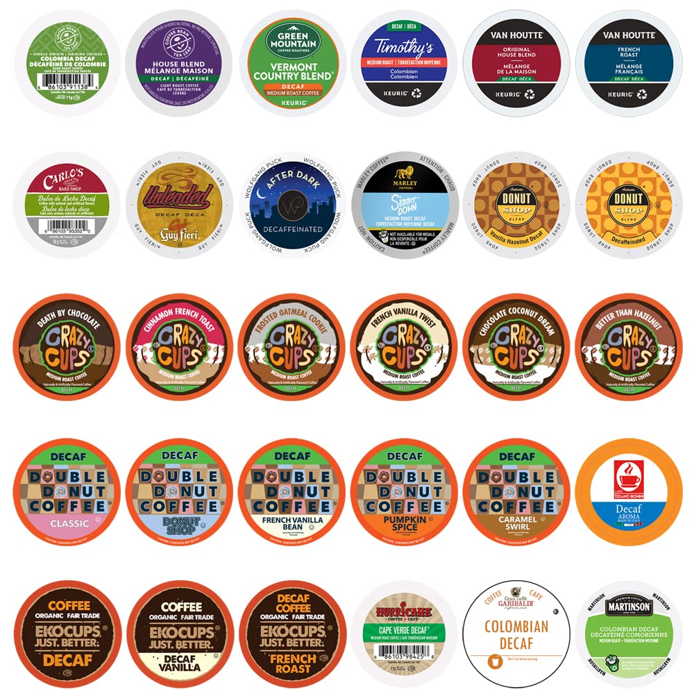 Decaf Flavored Coffee Pods Variety Pack - 60 Count Sampler Assorted Single Serve Decaffeinated Coffee Capsules Compatible with Keurig K-Cup Brewers | Perfect for Office, Home & Gifts