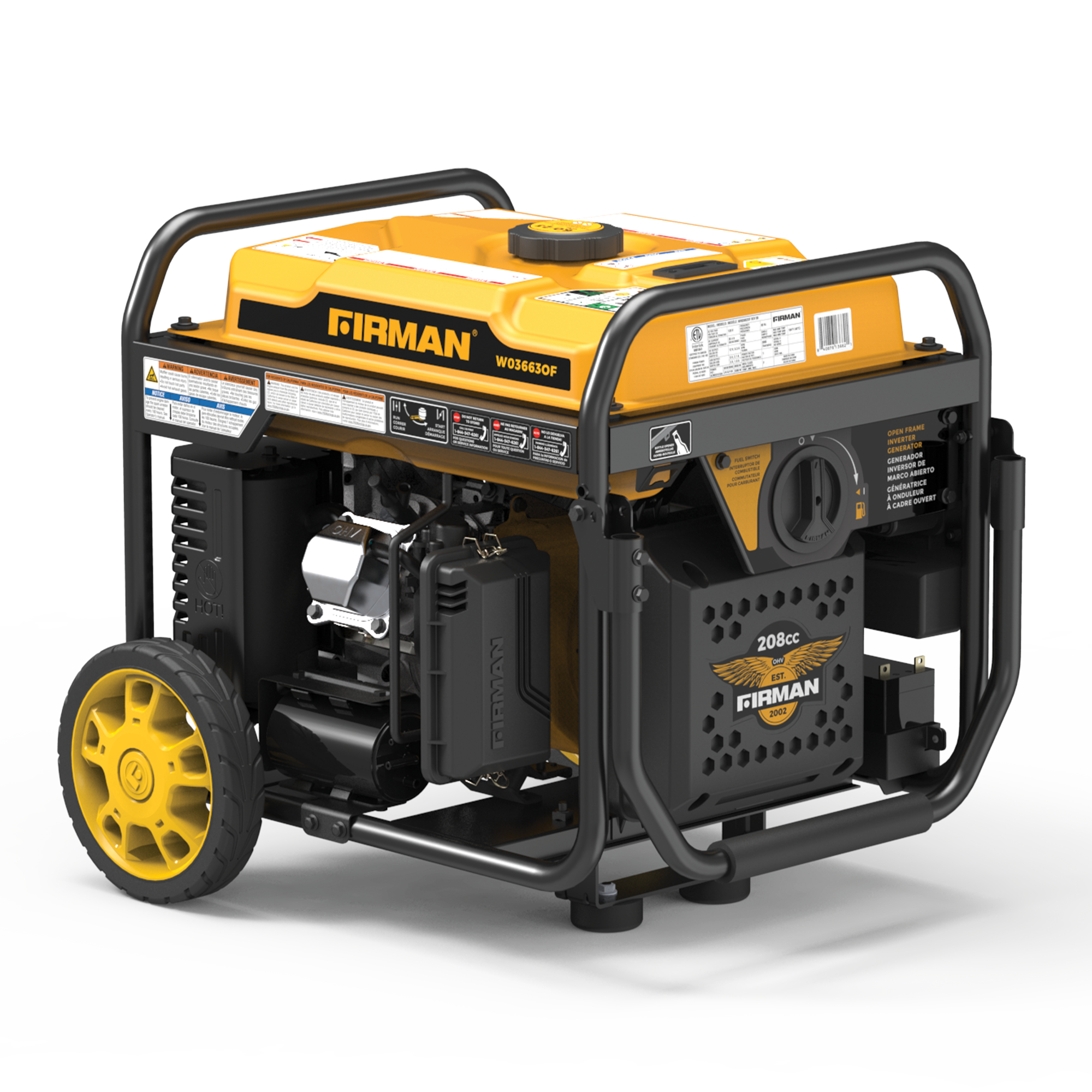 4500W Portable Inverter Generator with Remote Start & CO Alert - Open Frame Design for Camping, RV, and Emergency Power Backup