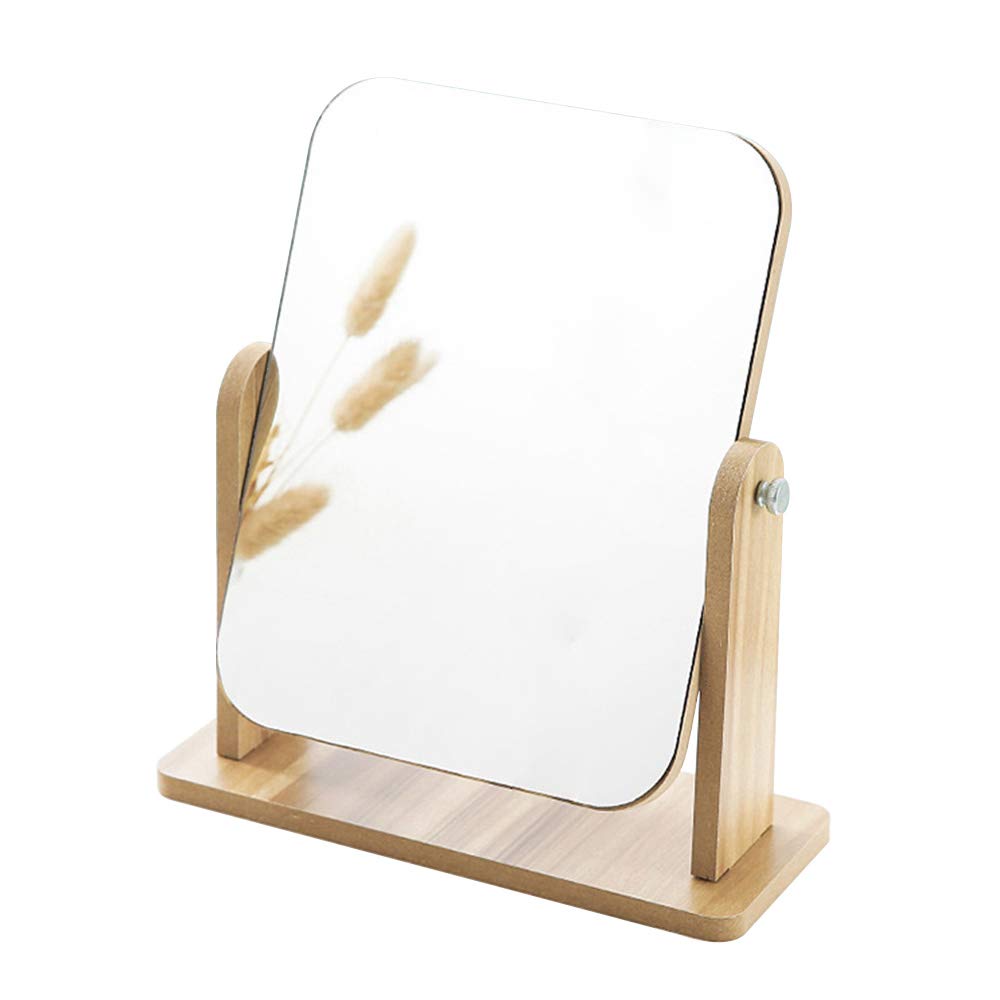 360° Adjustable Wooden Desk Mirror - Extra Large Portable Makeup & Shaving Mirror for Bathroom, Living Room, Bedroom & Vanity (Ideal for Grooming, Cosmetics & Home Decor)