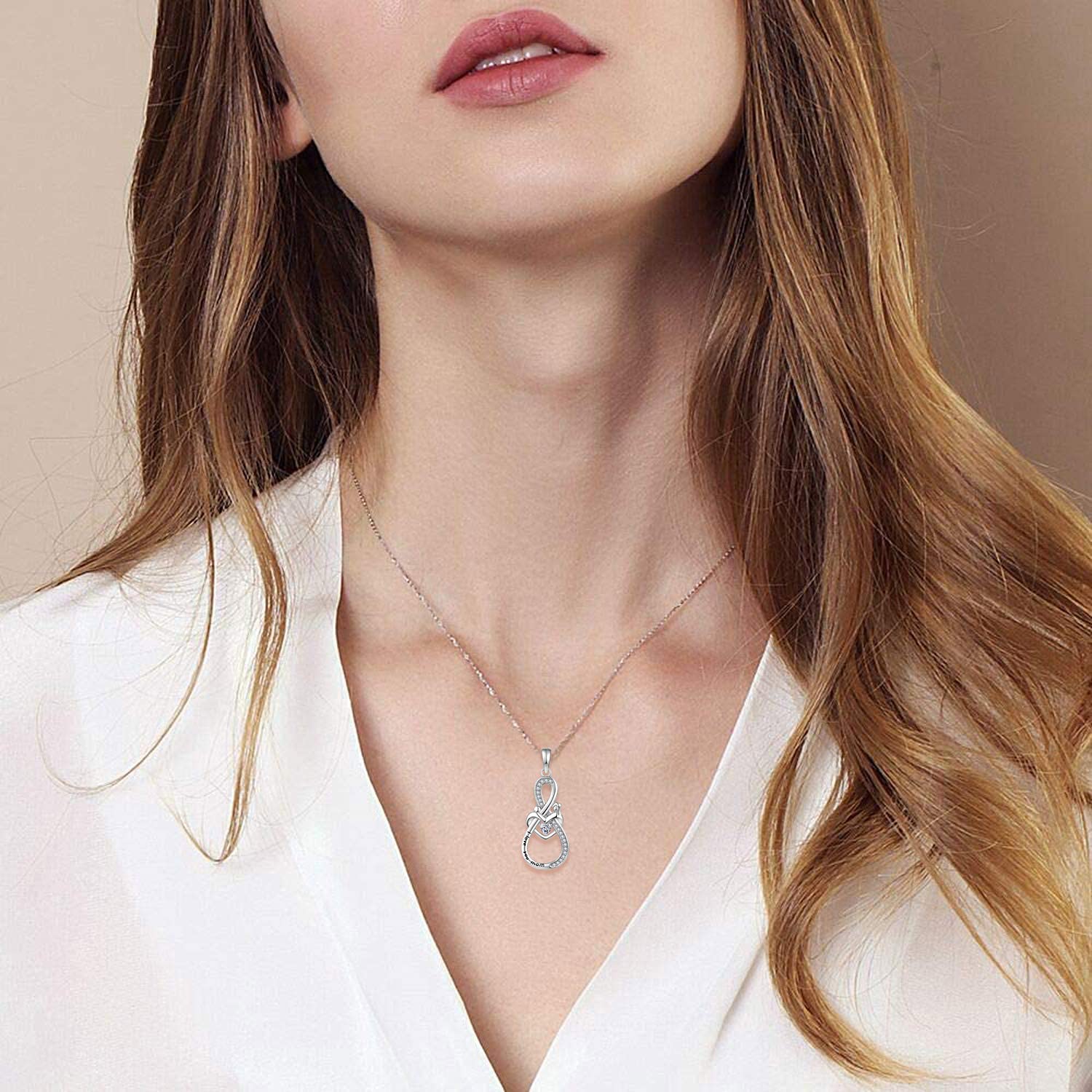 925 Sterling Silver Mom Necklace - Best Jewelry Gift for Women (Birthday/Christmas) - Perfect for Wife, Grandma & Mother's Day