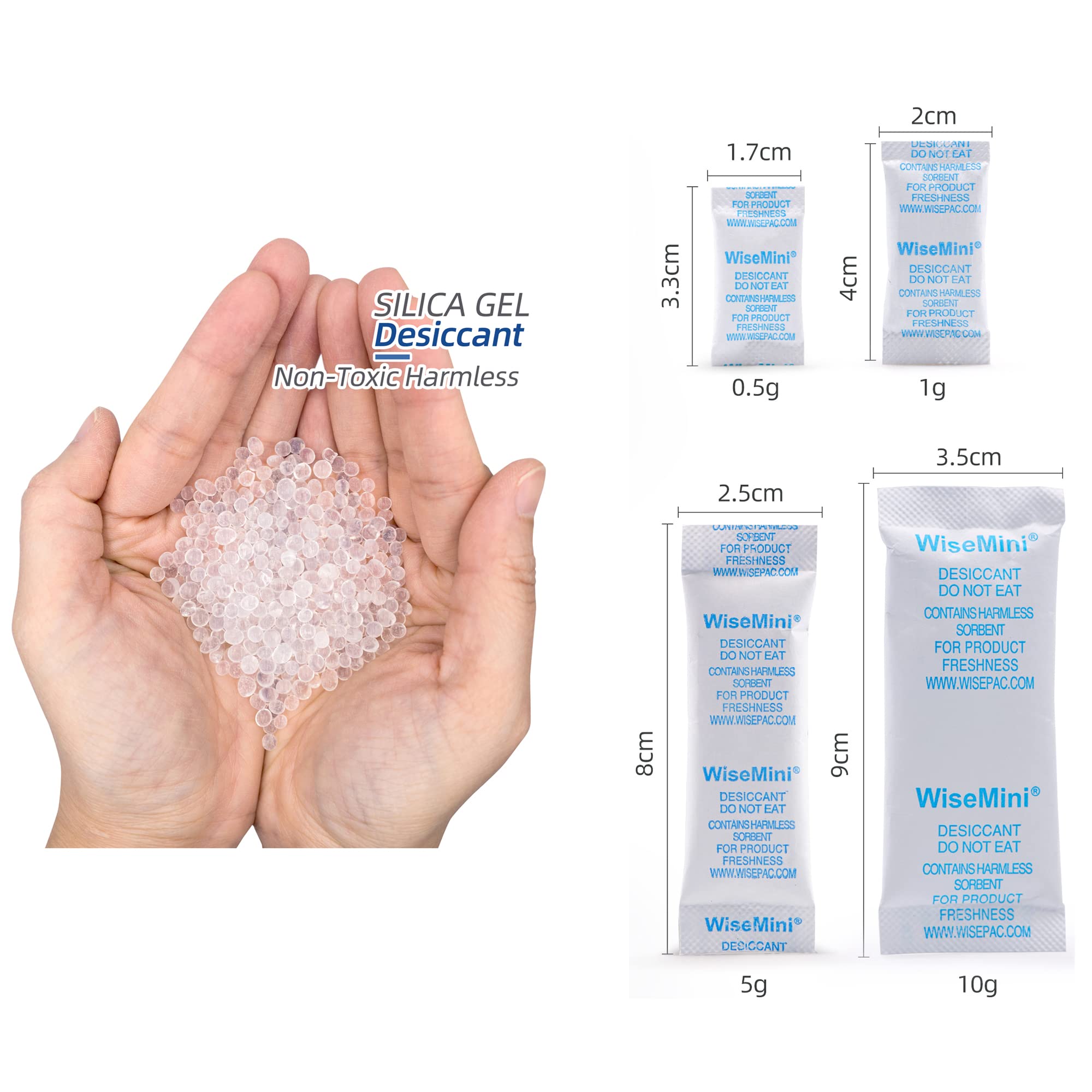 Wisesorb 1 Gram 1400 Packs Food Grade Silica Gel Packets - Moisture Absorber for Food Storage, Electronics, Documents & Closet Dehumidifier - Reusable Desiccant Packs for Dry Cabinet, Shoe Box & Travel