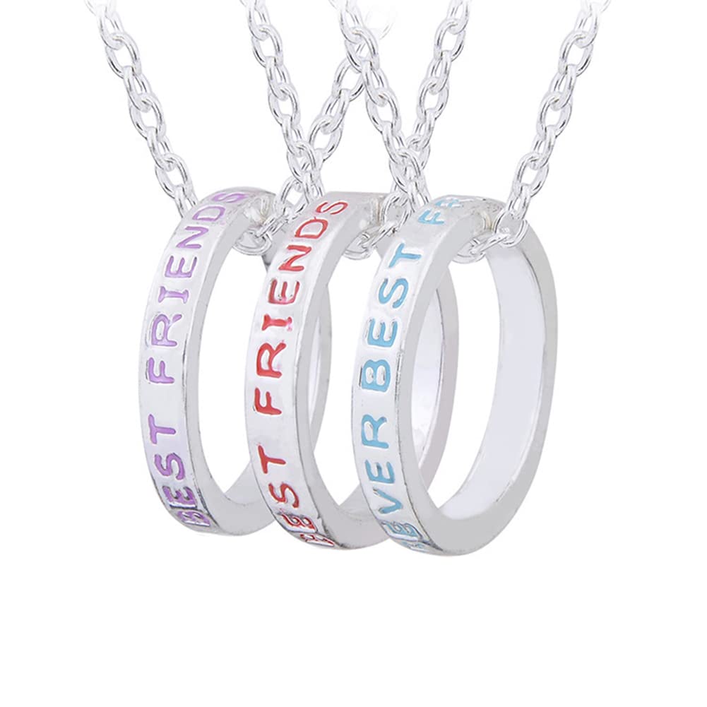 Best Friend Necklace Set for 3 - Matching Round Pendant Choker Necklaces for BFFs | Birthday & Christmas Gifts for Girls | Friendship Jewelry for Sisters, Trios & Close Friends