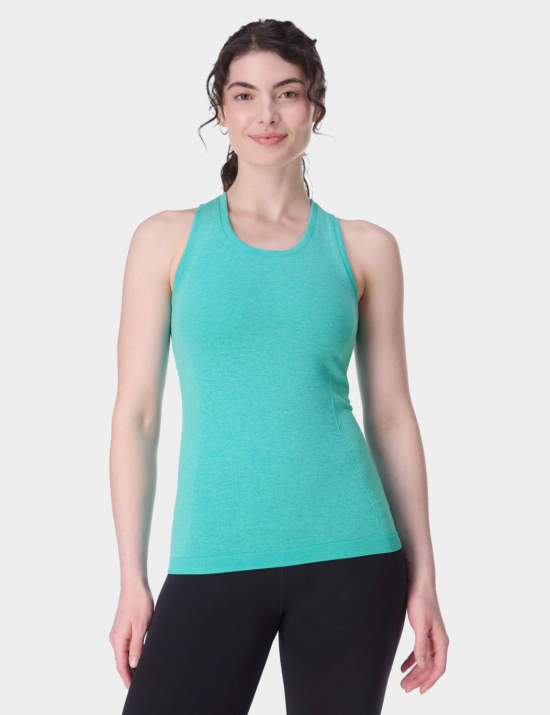 Seamless Gym Vest for Athletes - Breathable Workout Tank Top in Seaspray Ripple Blue Marl - Perfect for Gym Training, Running & Yoga