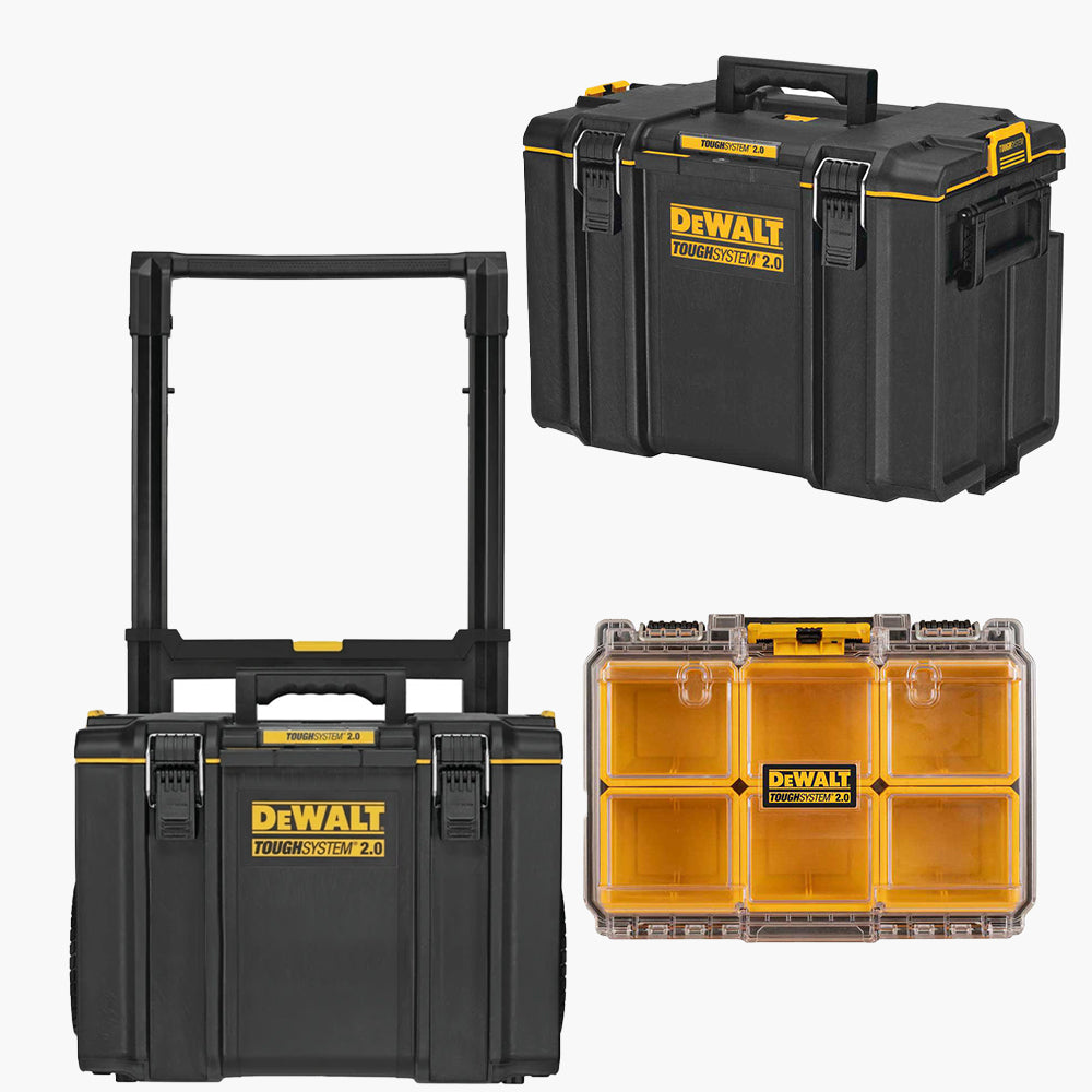 DeWALT DWST08450 KIT2 TOUGHSYSTEM 2.0 Rolling Toolbox with XL Toolbox & Organizer - Heavy Duty Rolling Tool Chest for Professional Contractors & DIY Projects - Perfect for Construction Sites, Workshops & Garage Storage