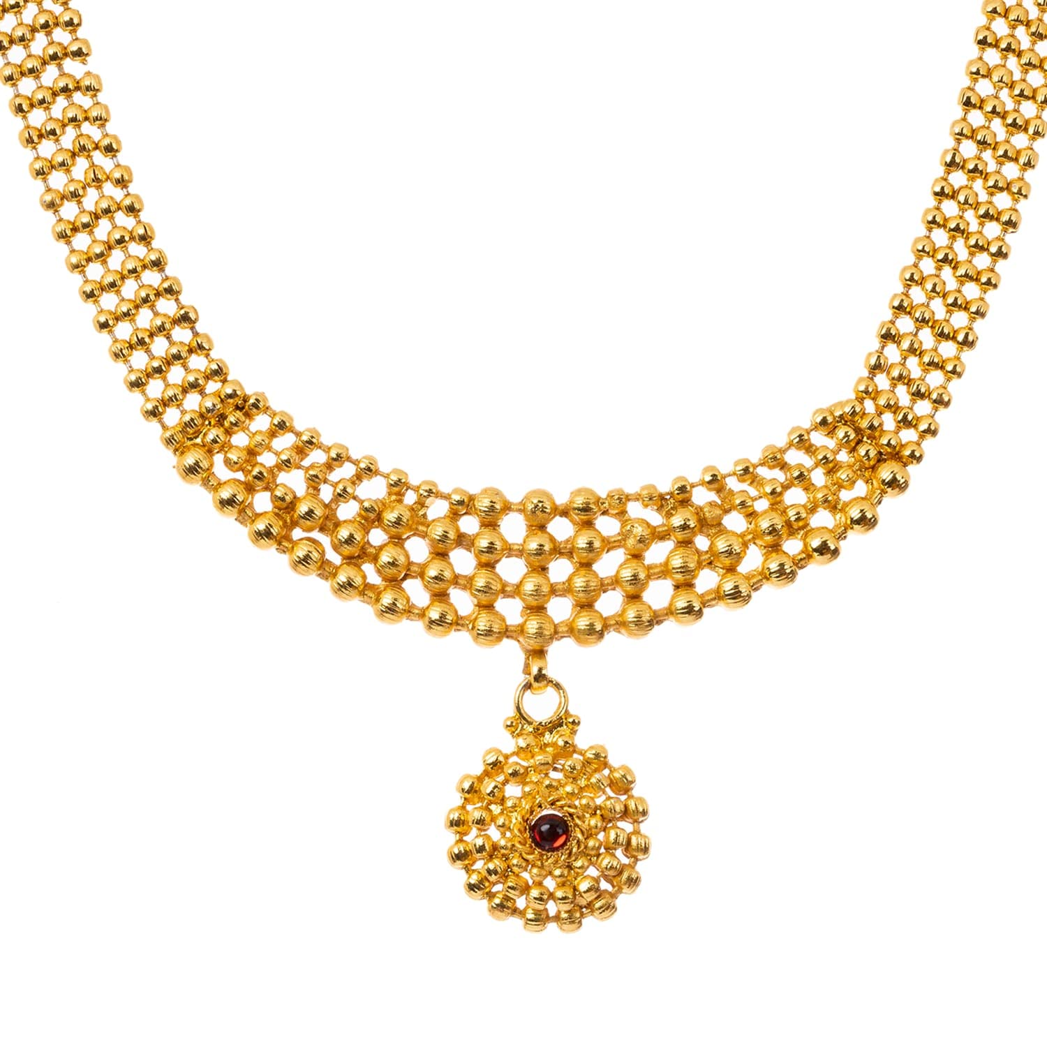 Antique Gold Plated Jewelry Set for Women - Vintage Round Pendant Necklace & Matching Earrings | Elegant Gift for Her, Birthday, Anniversary & Special Occasions
