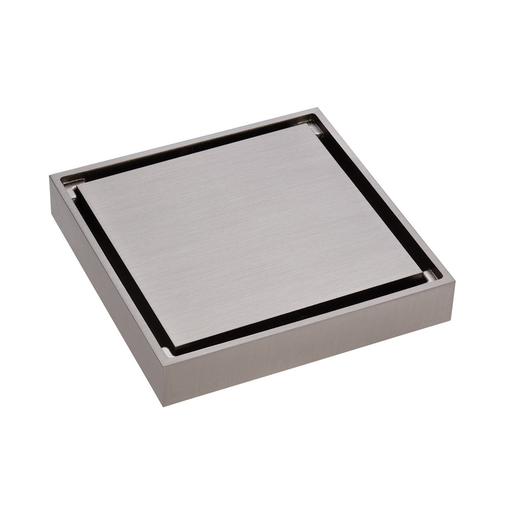 Fienza TIW85DBN 2-in-1 Square Tile Floor Drain with 88mm Outlet - Brushed Nickel Finish for Bathroom, Shower & Laundry Room Water Drainage