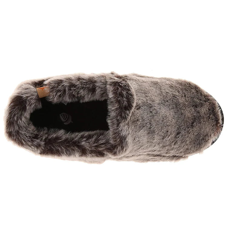 Women's Acorn Moc Slippers - Soft Chinchilla-Lined Indoor/Outdoor House Shoes in Charcoal - Perfect for Cozy Home, Lounge & Winter Comfort