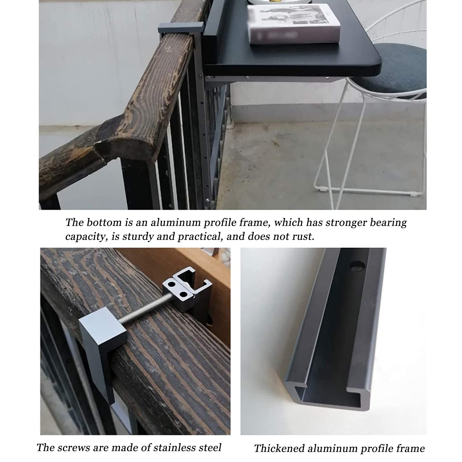 **Adjustable Hanging Folding Table for Balcony Railings - Outdoor Dining & Leisure Table for Patio, Garden, Deck - Perfect for Small Space Dining, Coffee Breaks & Relaxing Outdoors**