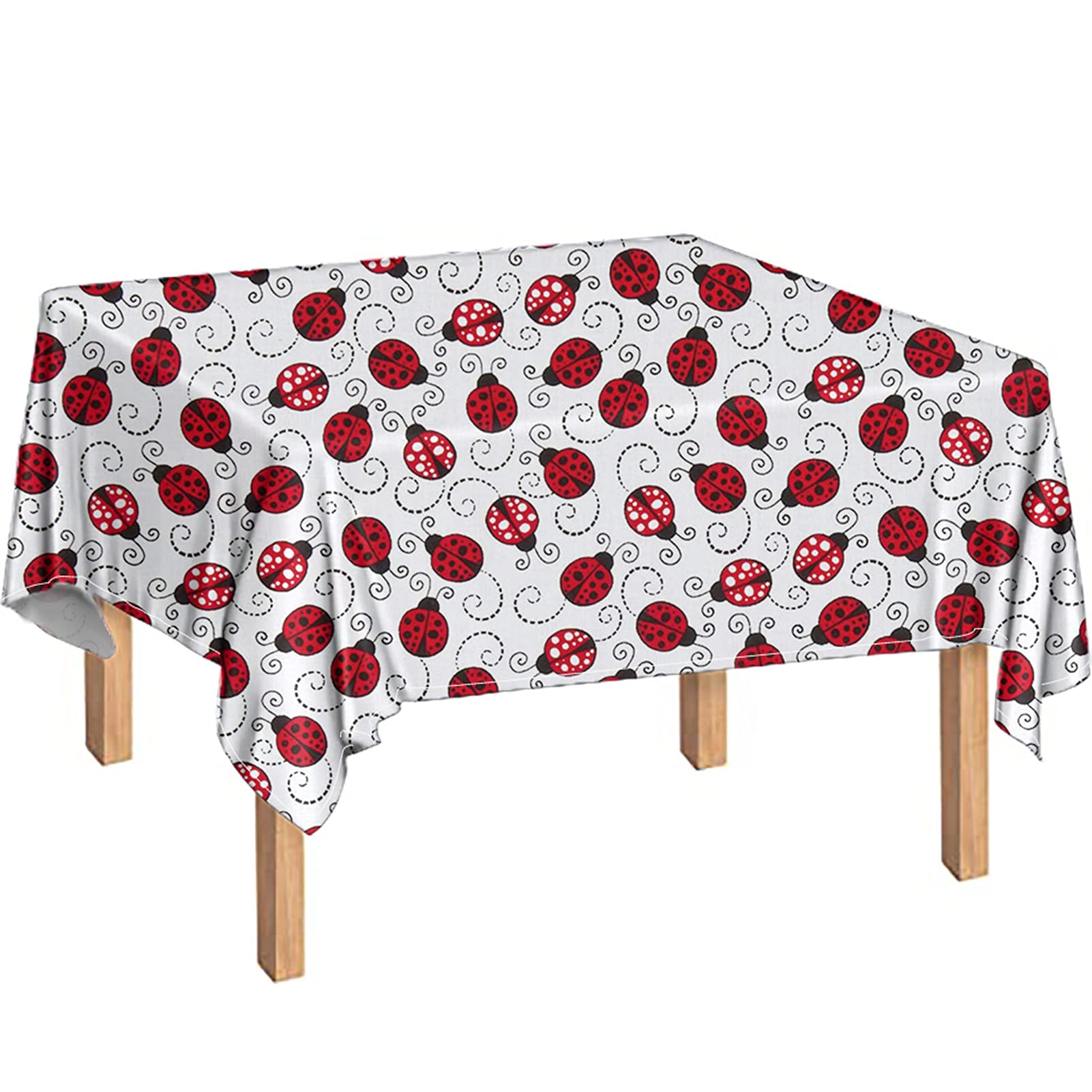 Funny Ladybug Printed Tablecloth - Non-Slip Polyester Kitchen Table Cover for Dining Room & Outdoor Picnics - Cute Home Decor Accessory for Parties and Family Gatherings