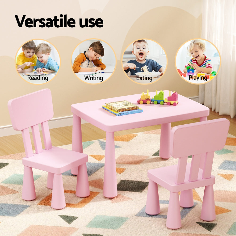 Keezi Kids Table and 2 Chairs Set - Pink Children's Furniture for Playroom, Classroom & Home Learning Activities