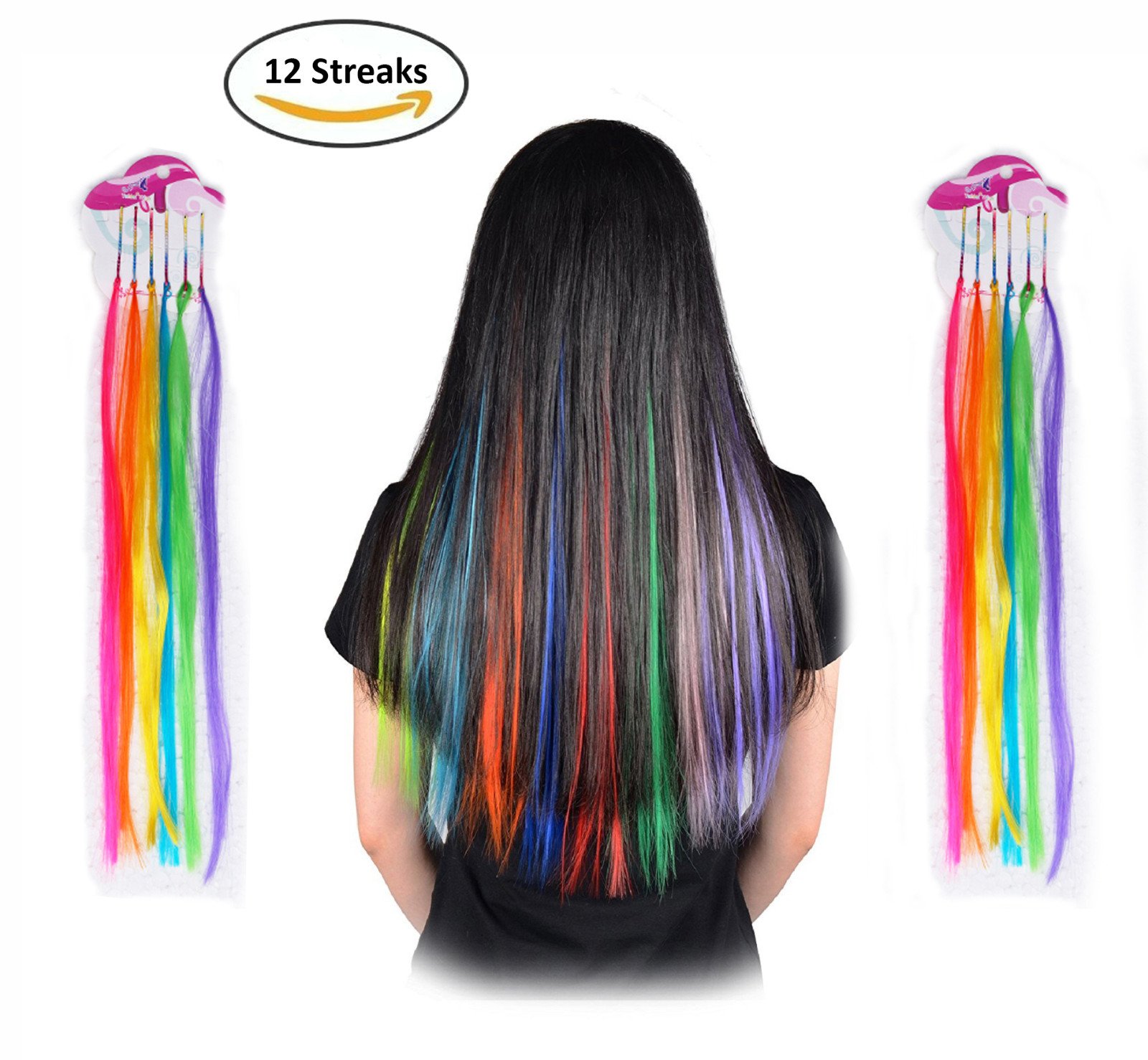 12-Pack Multi-Color Hair Streaks for Kids - Bright Temporary Hair Chalk for Halloween, Theme Parties & Costume Events - Fun Festival Accessories for School Plays, Birthday Celebrations & Cosplay