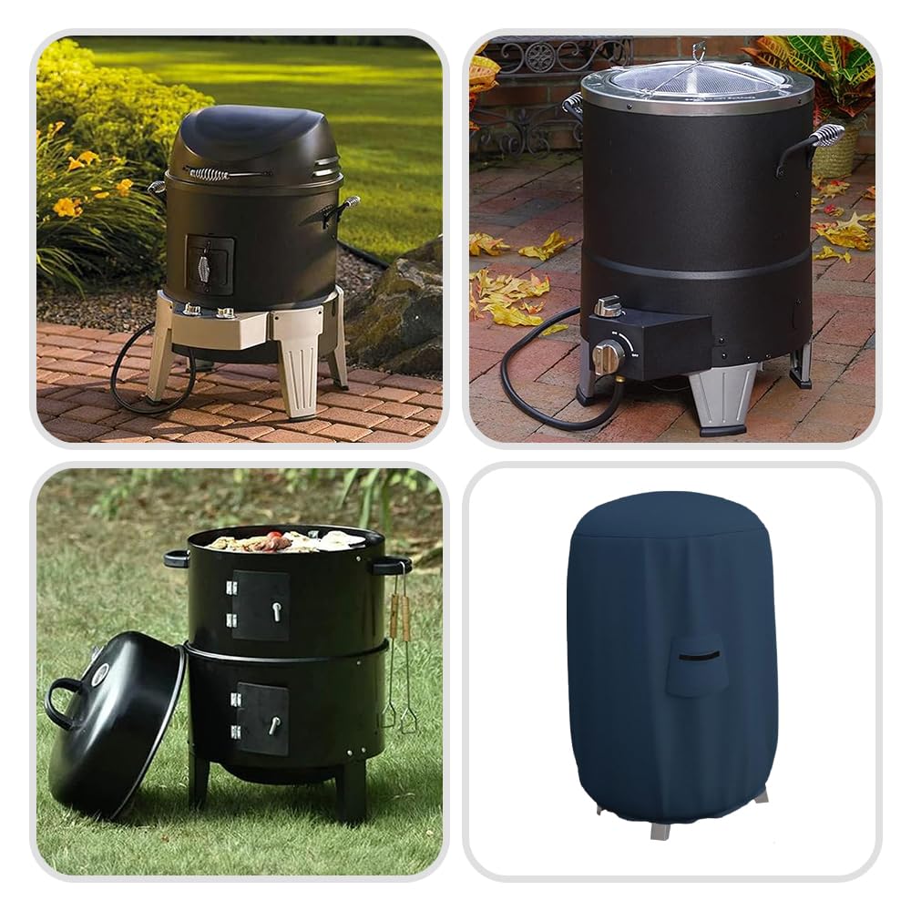 Premium Waterproof BBQ Smoker Cover - 12 Oz Heavy Duty UV & Weather Resistant Fabric for Dome, Bullet, Barrel, Kettle & Drum Grills (30