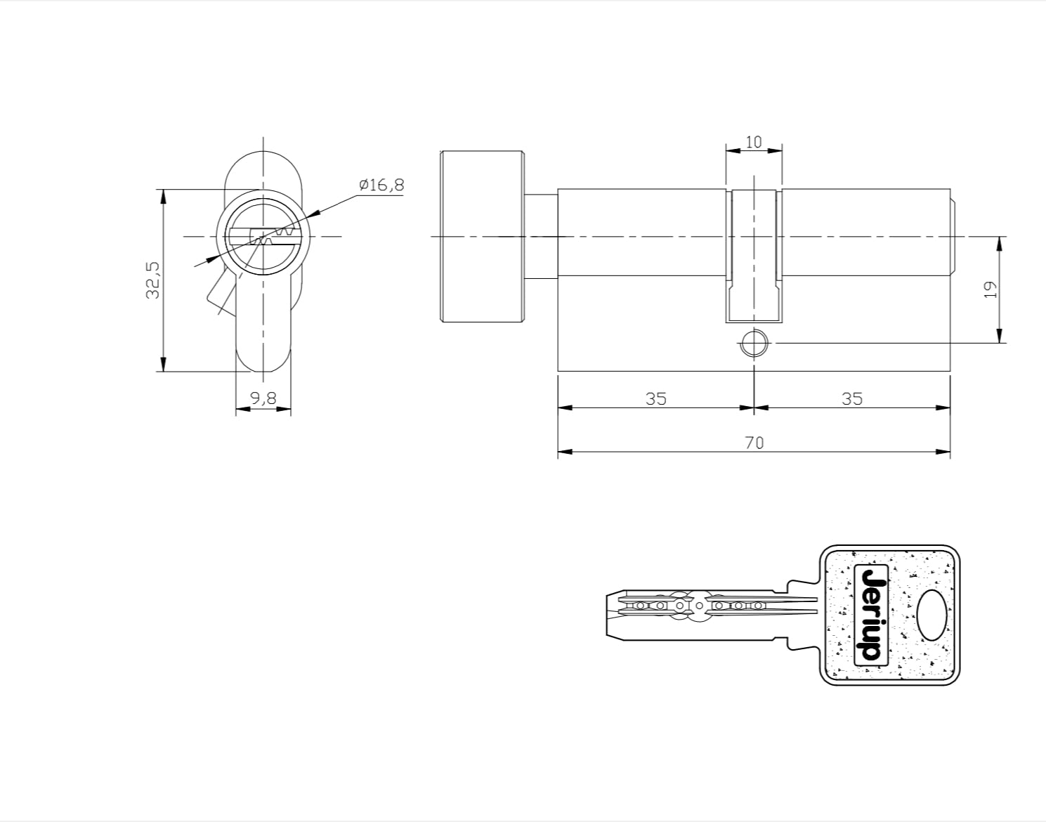 80mm Euro Profile Lock Cylinder (35/10/35) - Keyed Alike with 5 Dimple Keys - Single Open Copper Lock - Anti-Rust & Corrosion Resistant - Secure Wooden Door Lock - Perfect for Home Security & Interior Doors