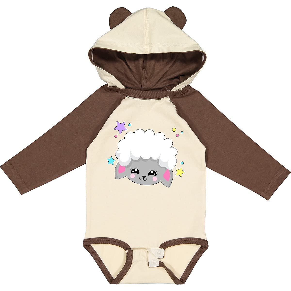 Inktastic Cute Easter Lamb with Stars Long Sleeve Baby Bodysuit - Perfect for Easter Outfits, Holiday Photos & Spring Celebrations