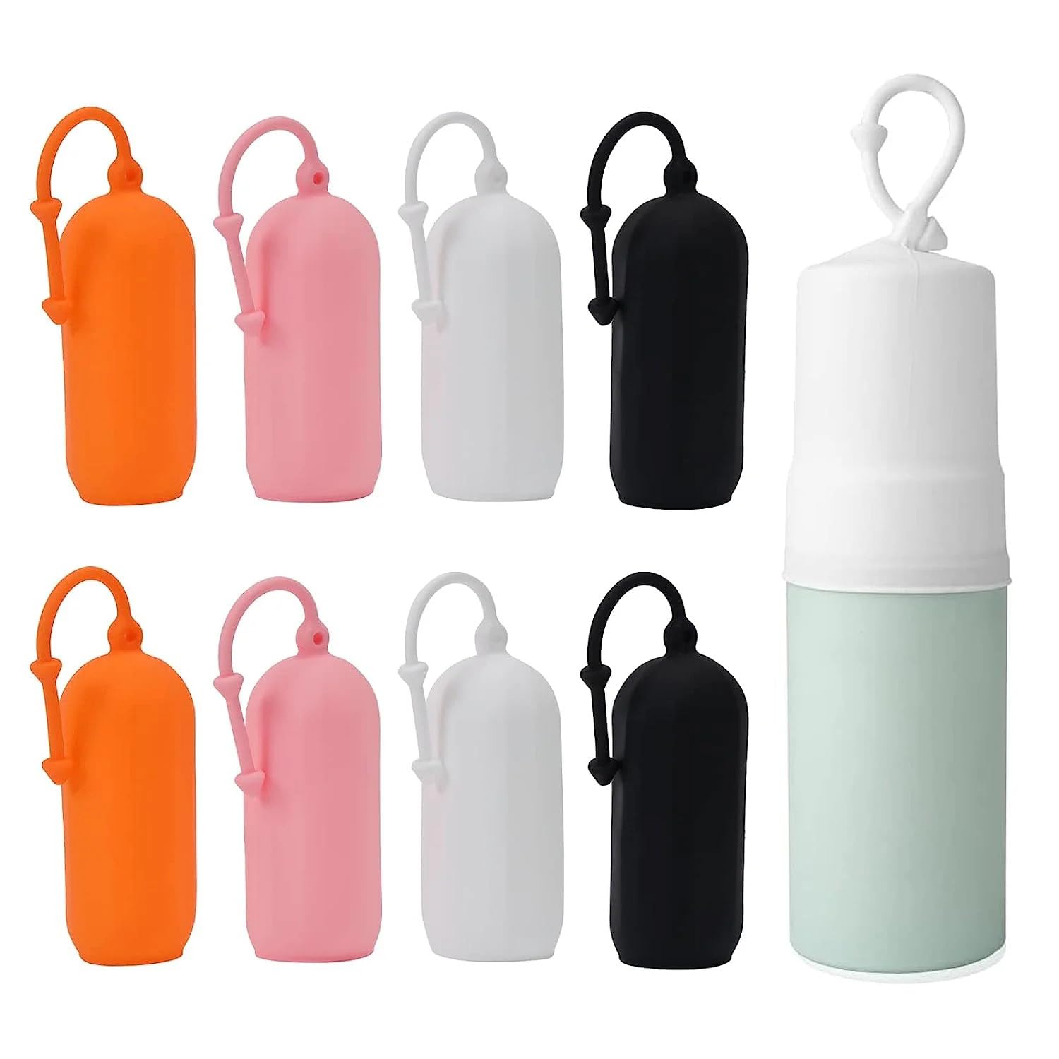 INOVERA 8-Piece Travel Bottle Covers - Leak Proof Silicone Sleeves for Toiletry, Shampoo & Lotion Bottles - Reusable Elastic Covers (Multicolor) - Perfect for Air Travel, Gym Bags & Camping Trips
