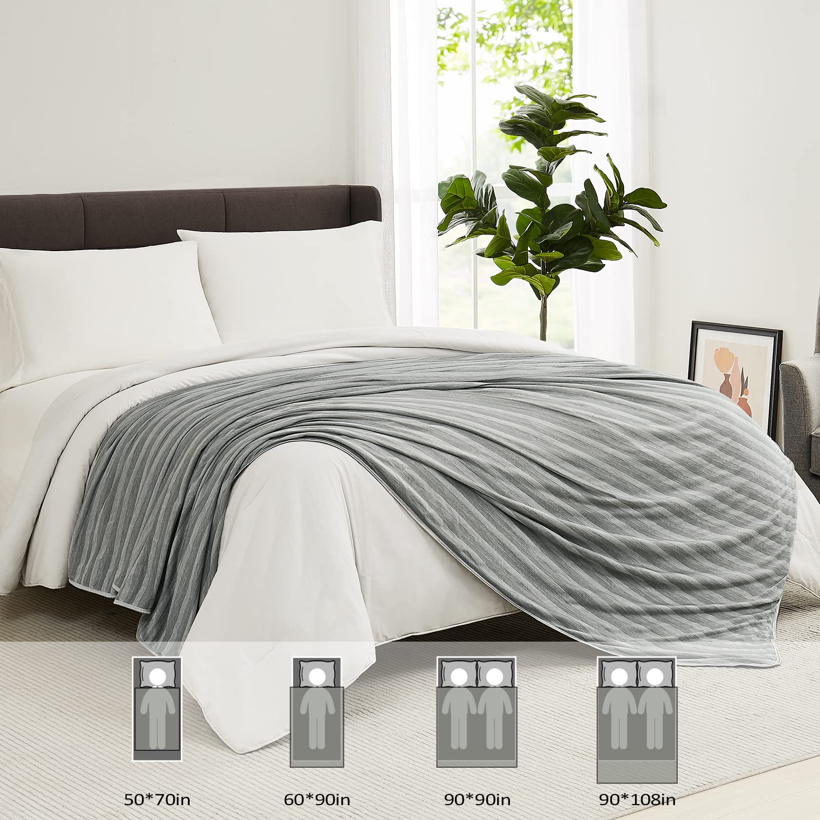 Arc-Chill Q-Max Cooling Blanket for Hot Sleepers - >0.5 Cool Fiber Technology, Summer Weight Throw for Night Sweats Relief - Soft & Lightweight Temperature Regulating Blanket for Adults & Kids - Perfect for Bed, Sofa, and Air Conditioning Comfort