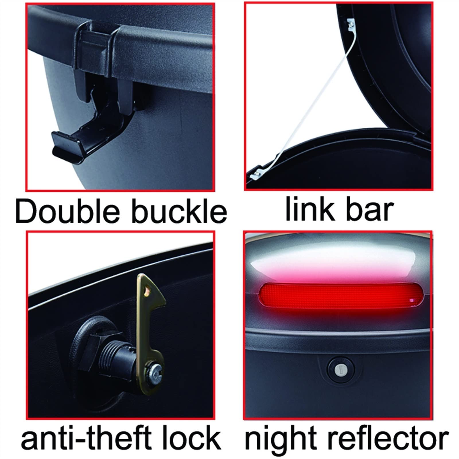 Universal Motorcycle Top Case - Lockable Storage for Helmet & Luggage - Light Gray
