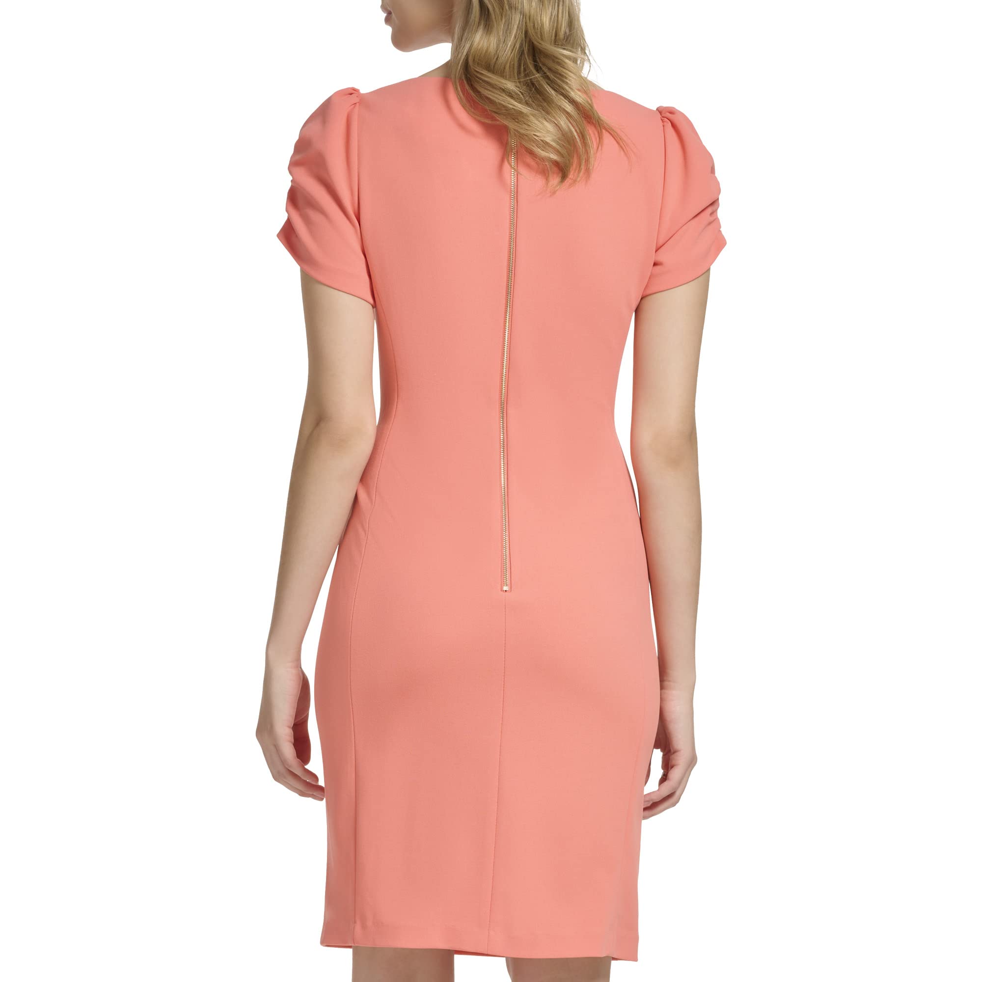 KARL LAGERFELD Women's Puff Sleeve Sheath Dress with Waist Detail - Elegant Bodycon Dress for Work, Party & Special Occasions