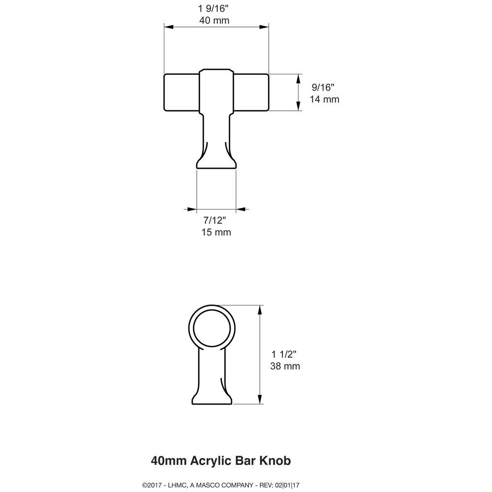 Liberty 1-9/16 in. (40mm) Polished Nickel Cabinet Knob with Clear Acrylic - Modern Drawer Pulls for Kitchen Cabinets, Bathroom Vanity, and Furniture Hardware