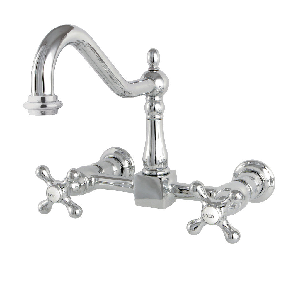 Heritage Wall Mount Kitchen Faucet - Brushed Nickel Pull Down Sprayer, High Arc Commercial Style for Farmhouse Sink - Perfect for Modern Kitchens, Restaurants & RV Use