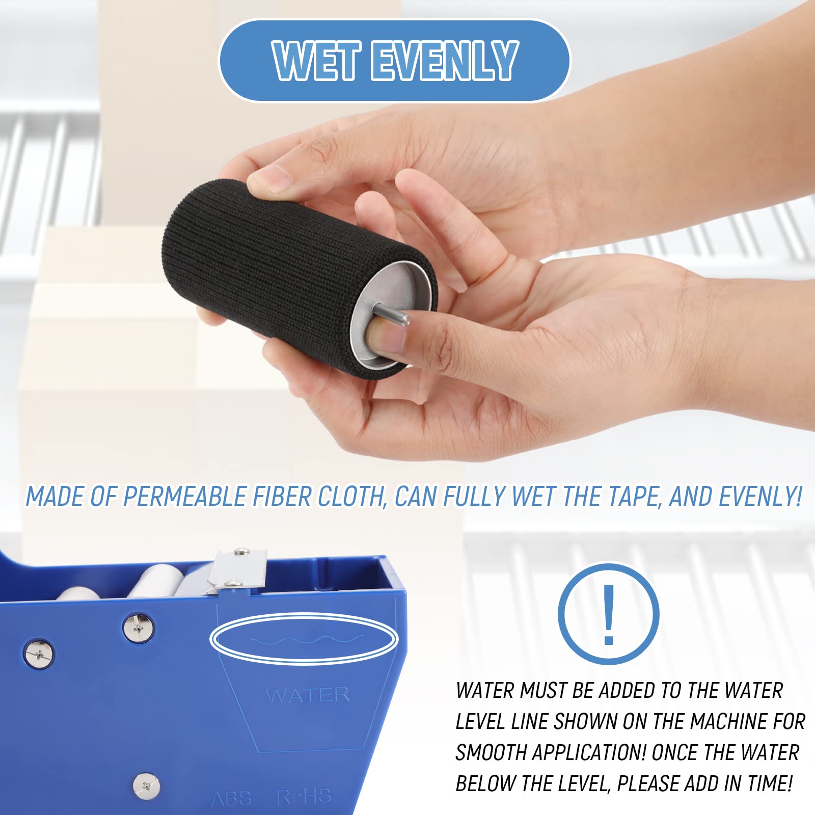 Manual Water-Activated Kraft Gum Tape Dispenser - Adjustable Width 1.18-3.15 Inch | Lightweight Portable Packing Tape Dispenser for Shipping Boxes, Moving & Packaging Supplies