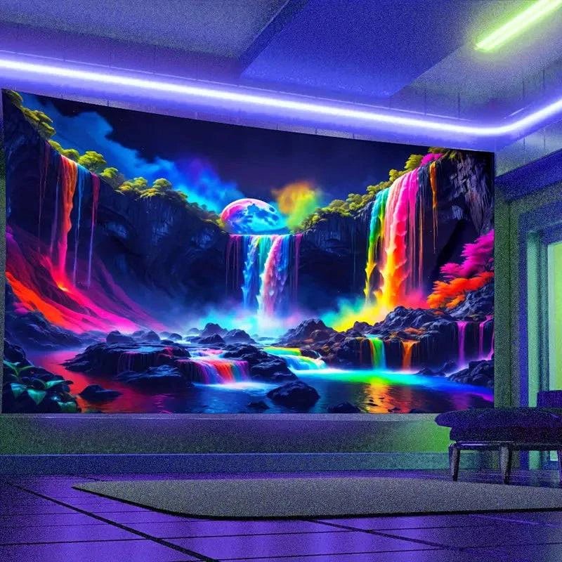 Stunning Mountain Waterfall with Rainbow Wall Art - Nature Landscape Canvas Print for Home & Office Decor | Perfect for Living Room, Bedroom, or Meditation Space