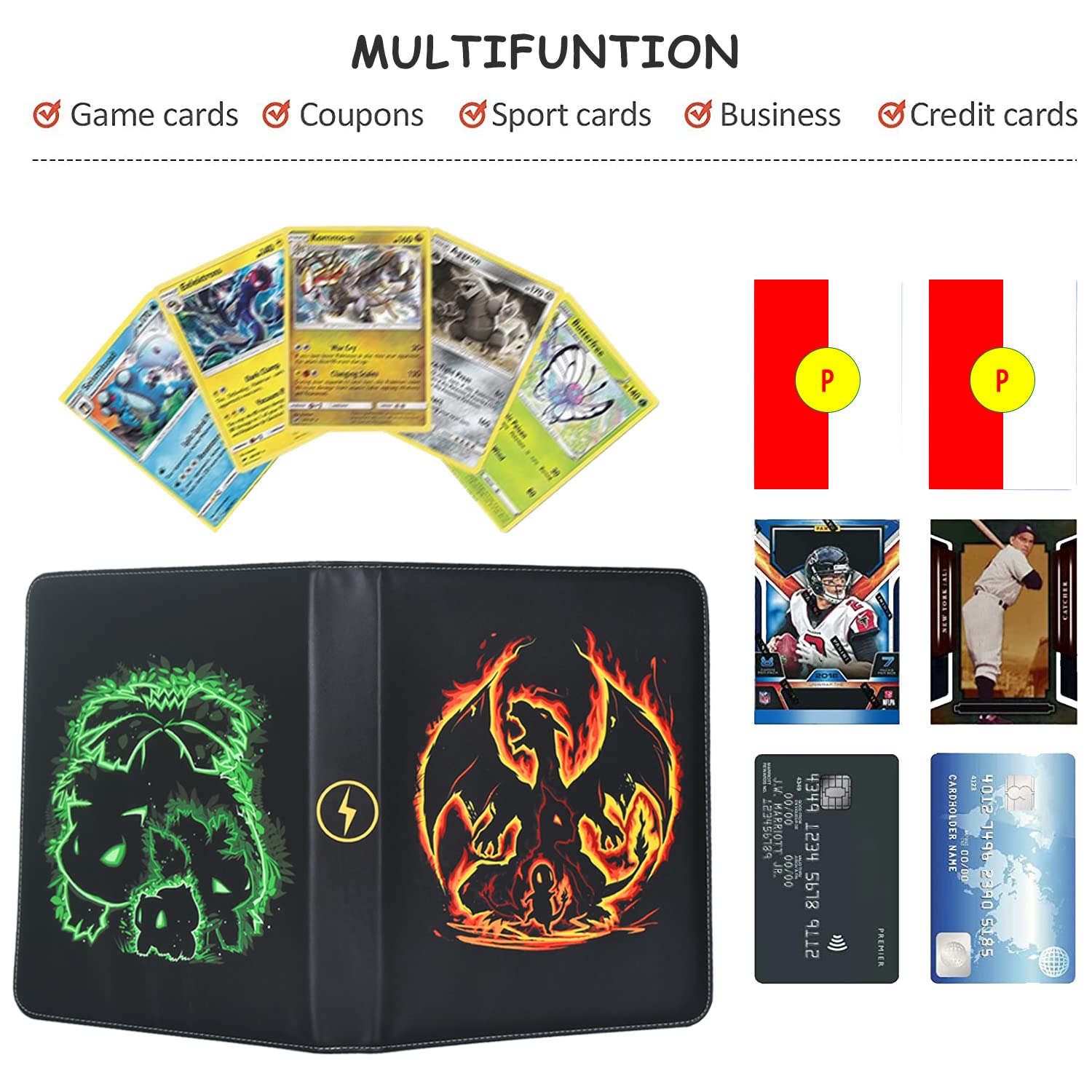 Premium Card Binder with 4-Pocket Sleeves - Holds 400+ TCG/MTG Cards | Waterproof Portable Trading Card Organizer for Collectors | Perfect for Game Nights, Tournaments & Card Storage