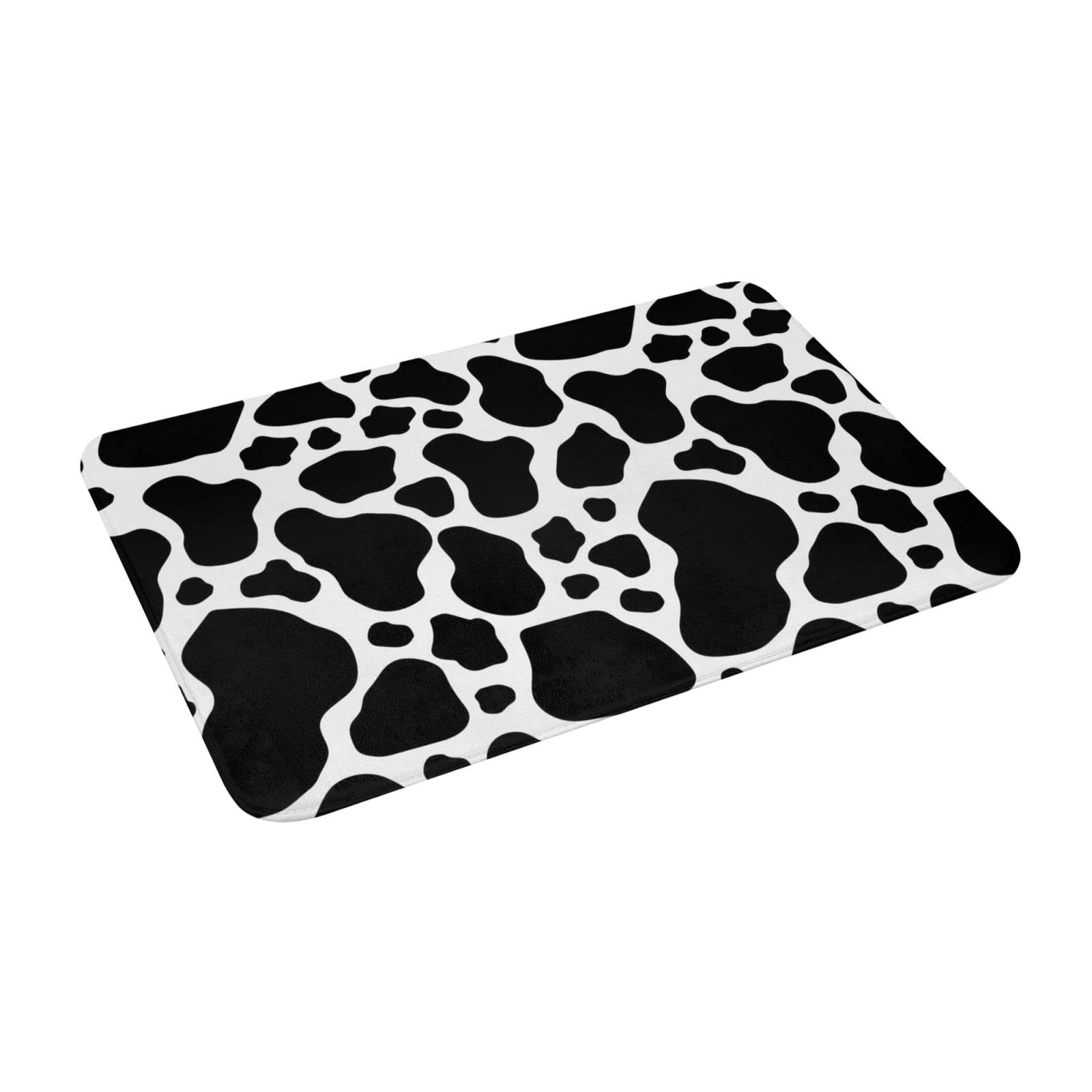 Cow Print Non-Slip Absorbent Bath Rug - Soft Bathroom Floor Mat for Home, Kitchen & Entrance - Perfect for Bathrooms, Laundry Rooms and Outdoor Use