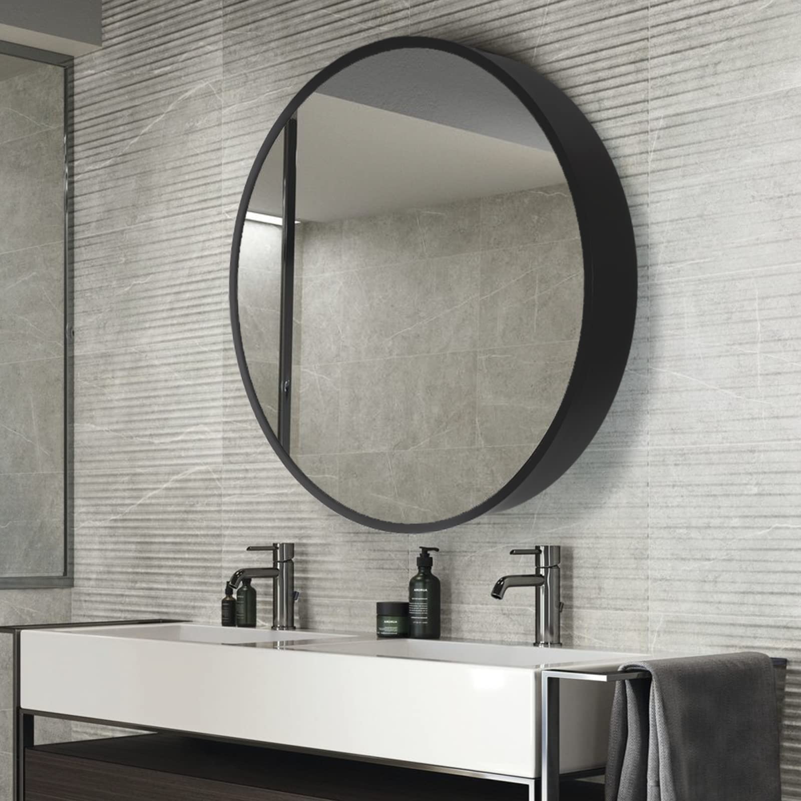 20 Inch Round Bathroom Mirror Cabinet - Wall Mounted Medicine Storage with Adjustable Shelves | Perfect for Small Bathrooms, Vanities & Modern Home Decor