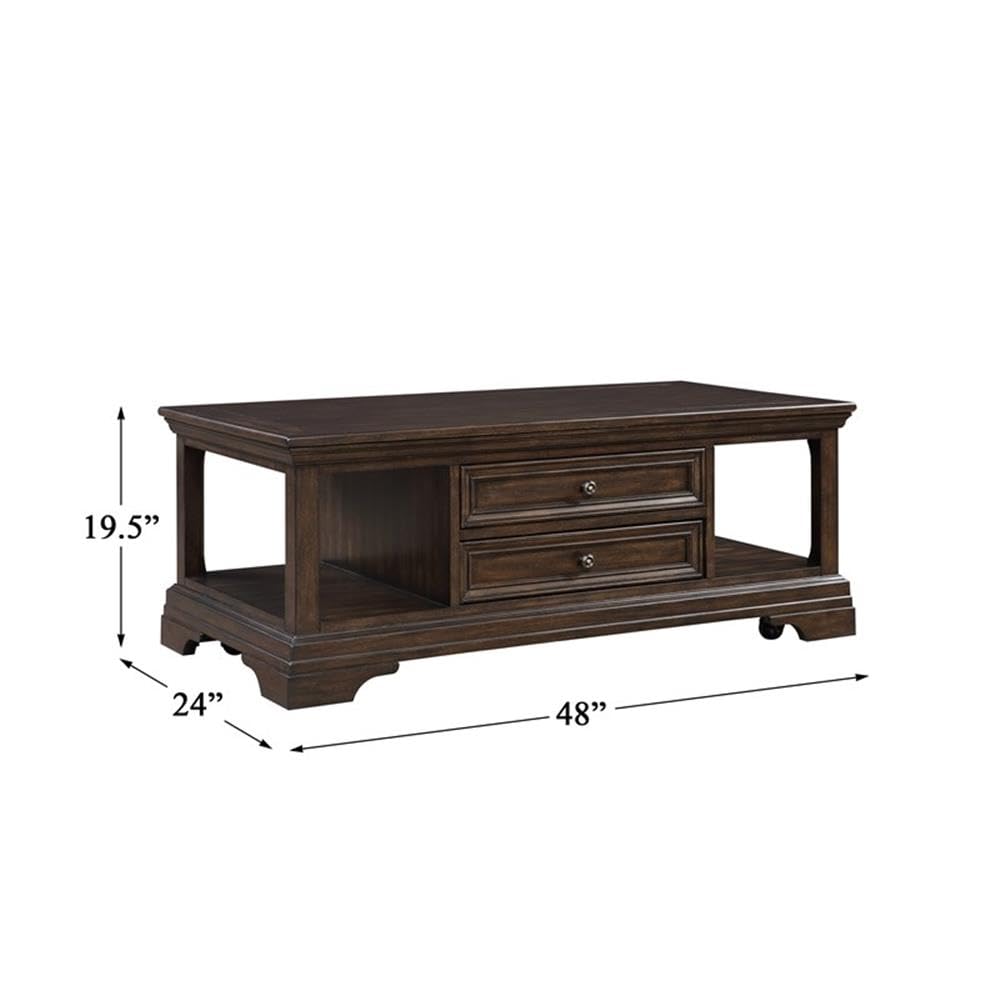 Pemberly Row Espresso Wood Lift Top Coffee Table - Traditional Design with Storage for Living Room, Office & Small Spaces